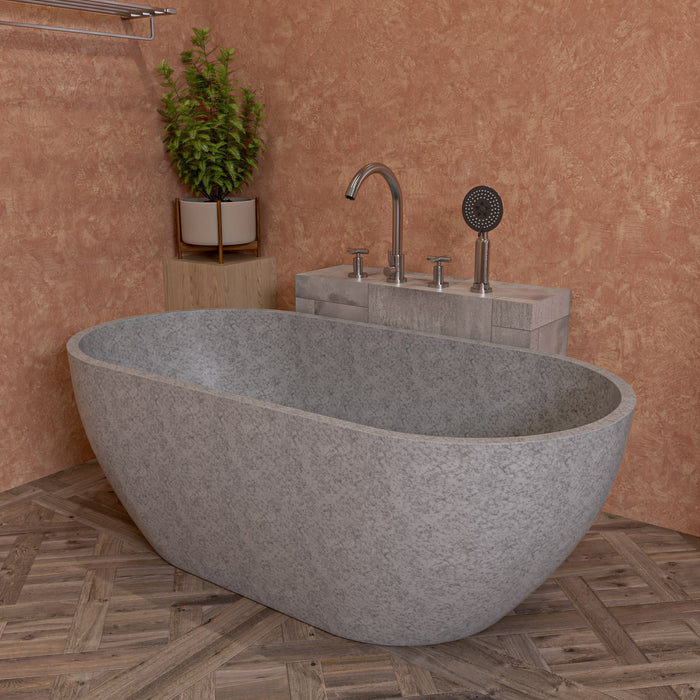 ALFI ABCO59TUB 59" Solid Concrete Oval Freestanding Bathtub