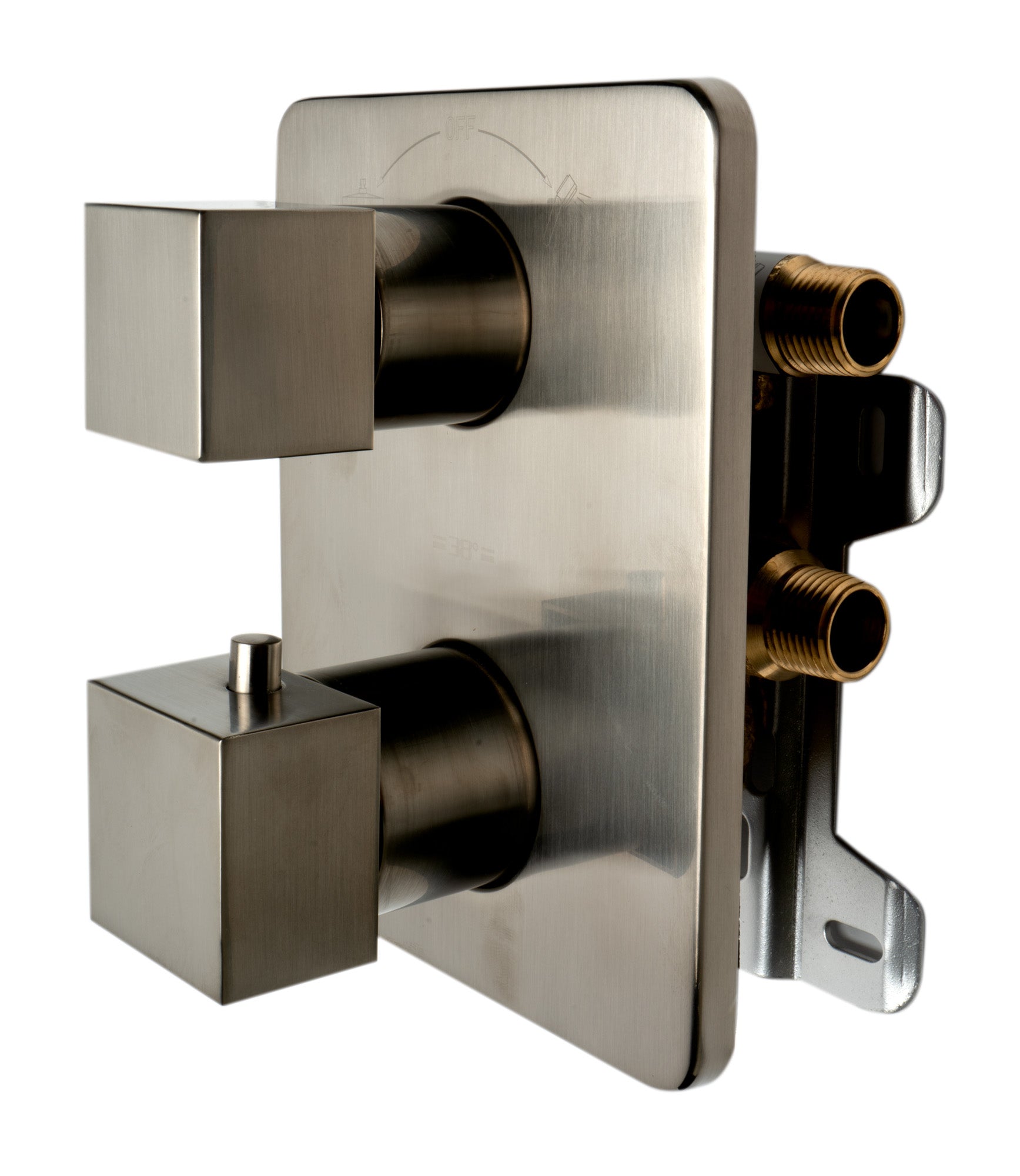 ALFI AB2830-BN Brushed Nickel 2 Way Thermostatic Square Shower Set