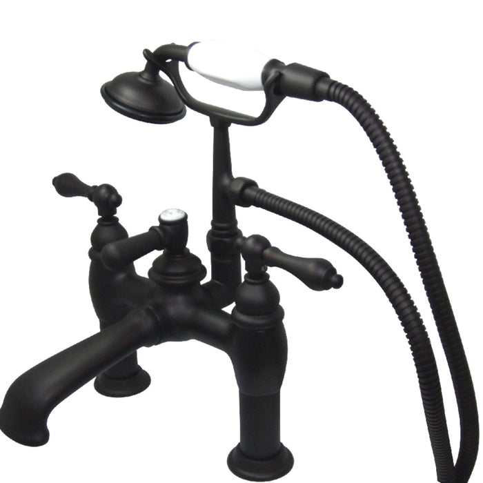 Kingston Brass CC603T5 Vintage 7" Center Deck-Mount Clawfoot Tub Faucet with Hand Shower, Oil Rubbed Bronze