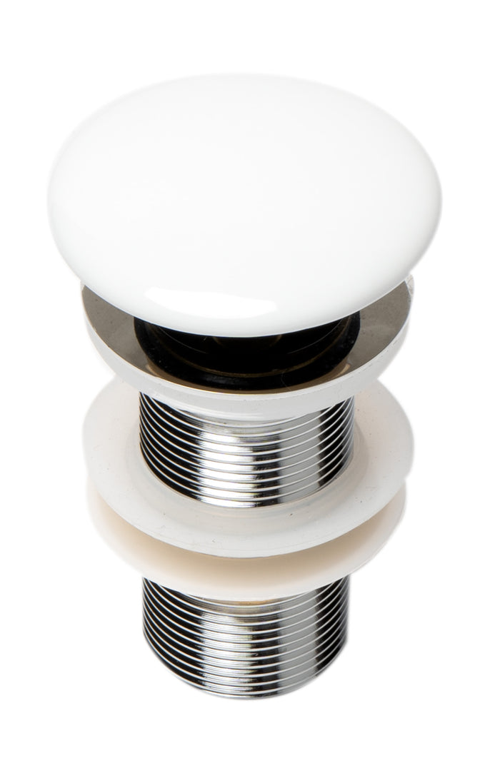 ALFI AB8055-W White Ceramic Mushroom Top Pop Up Drain for Sinks without Overflow
