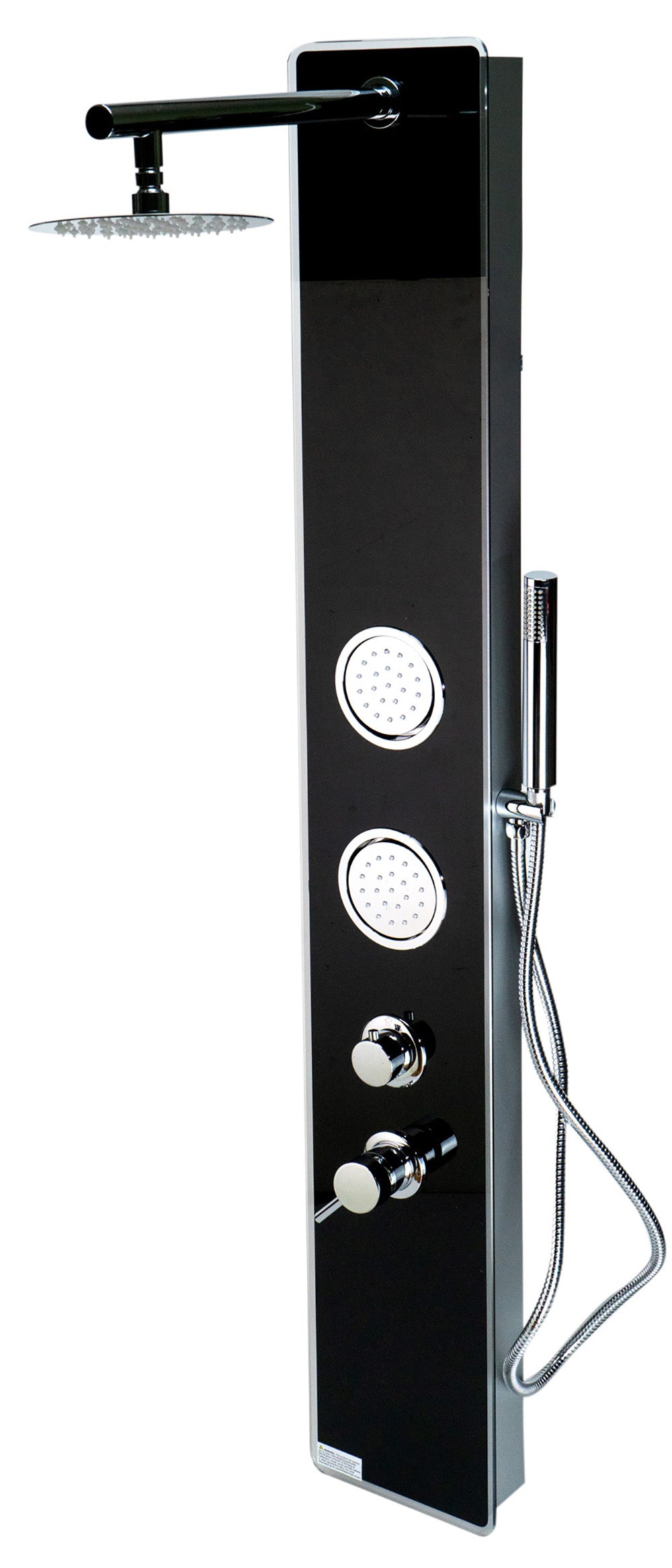 ALFI ABSP55B Black Glass Shower Panel with 2 Body Sprays and Rain Shower Head