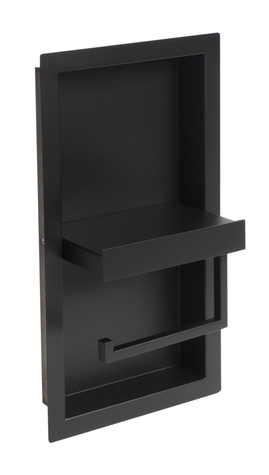 ALFI ABTPNC88-BLA Black Matte Stainless Steel Recessed Toilet Paper Holder Niche