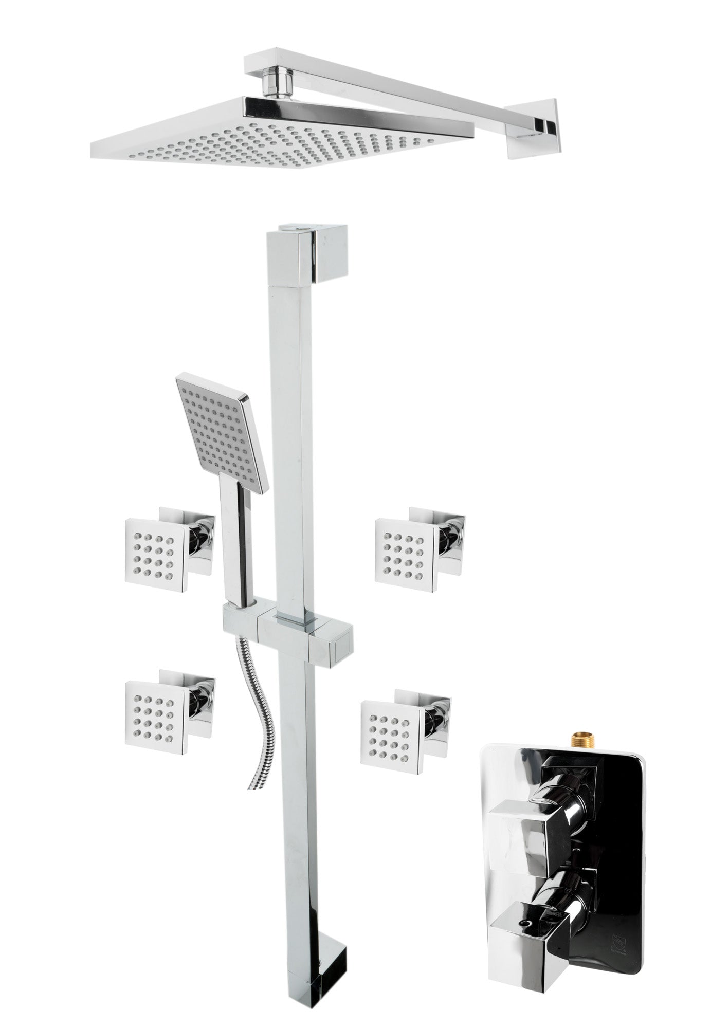 ALFI AB2287-PC Polished Chrome 3 Way Thermostatic Shower Set with Body Sprays