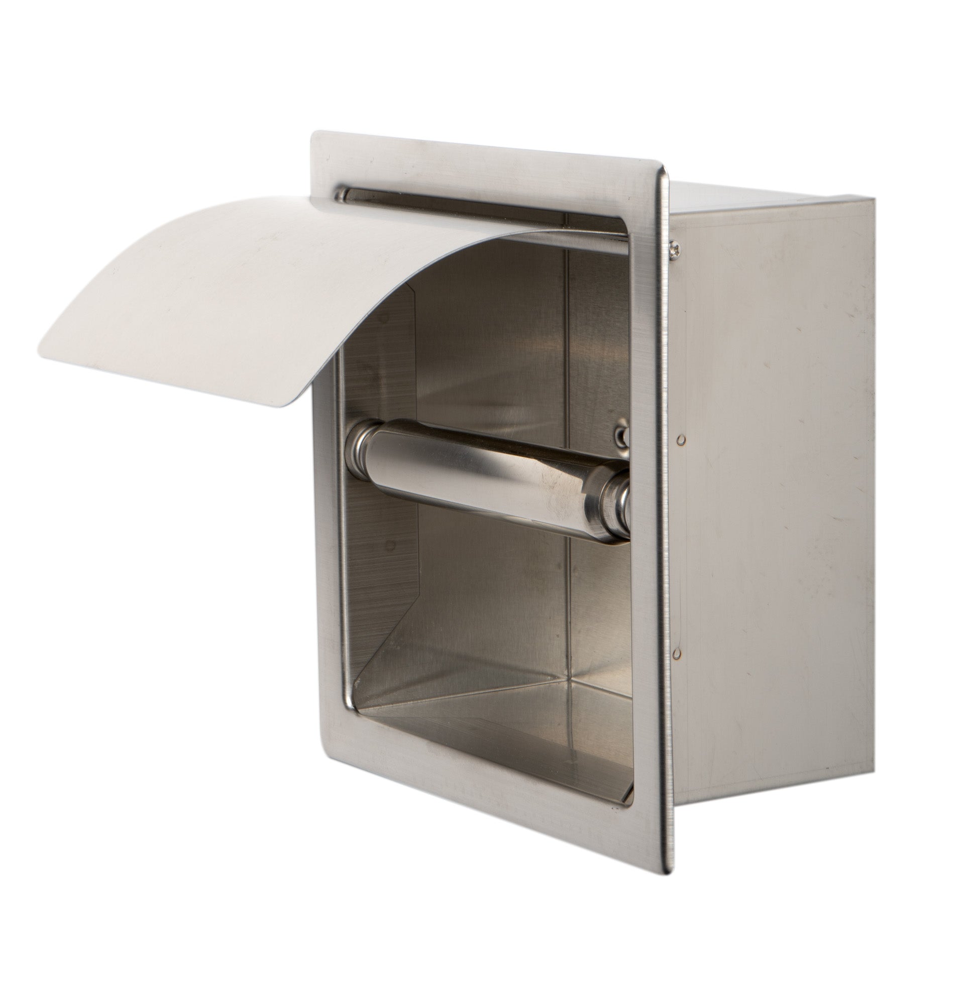 ALFI ABTP77-BSS Brushed Stainless Steel Recessed Toilet Paper Holder with Cover