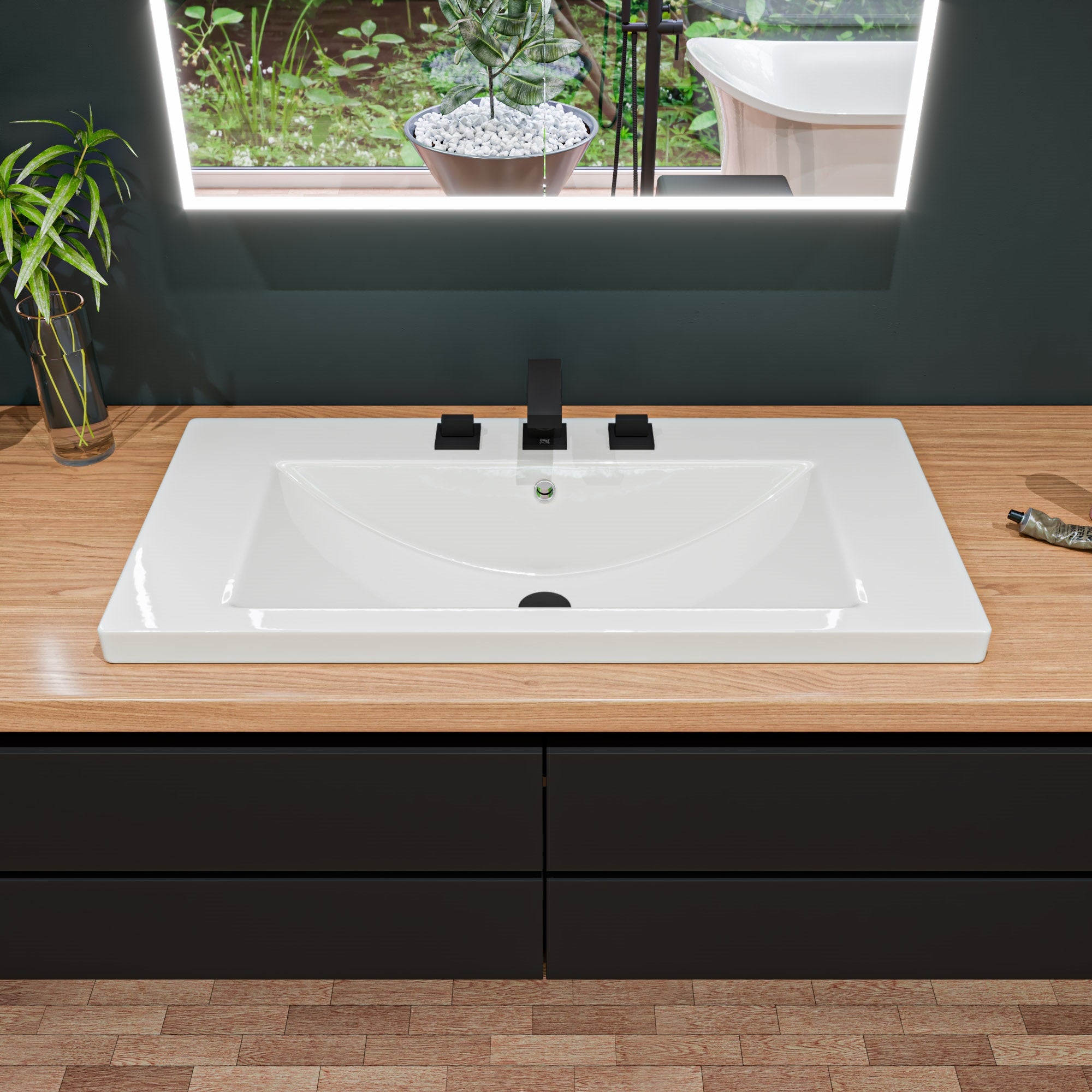 ALFI AB1322-BM Black Matte Widespread Modern Bathroom Faucet