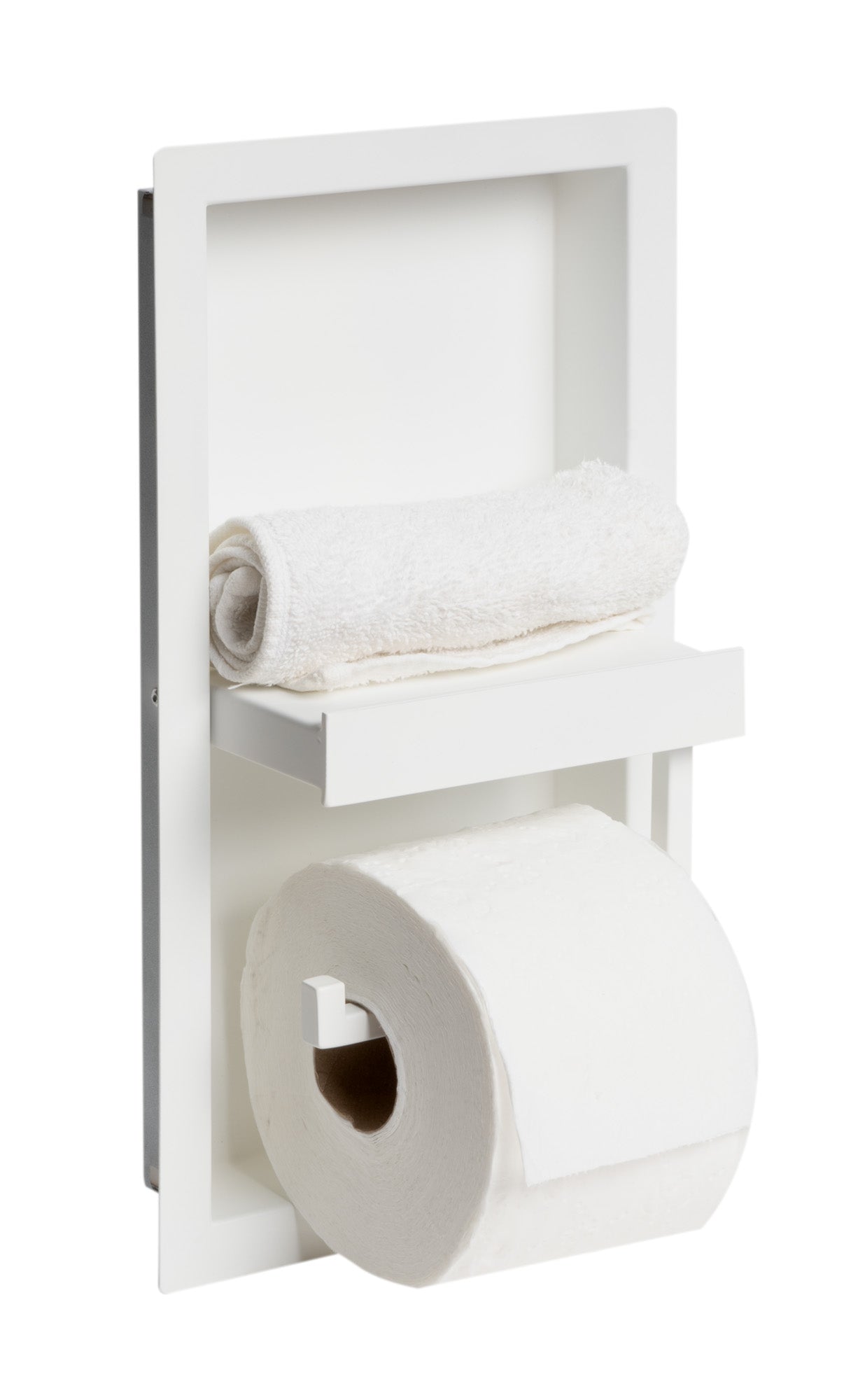 ALFI ABTPNC88-W White Matte Stainless Steel Recessed Toilet Paper Holder Niche