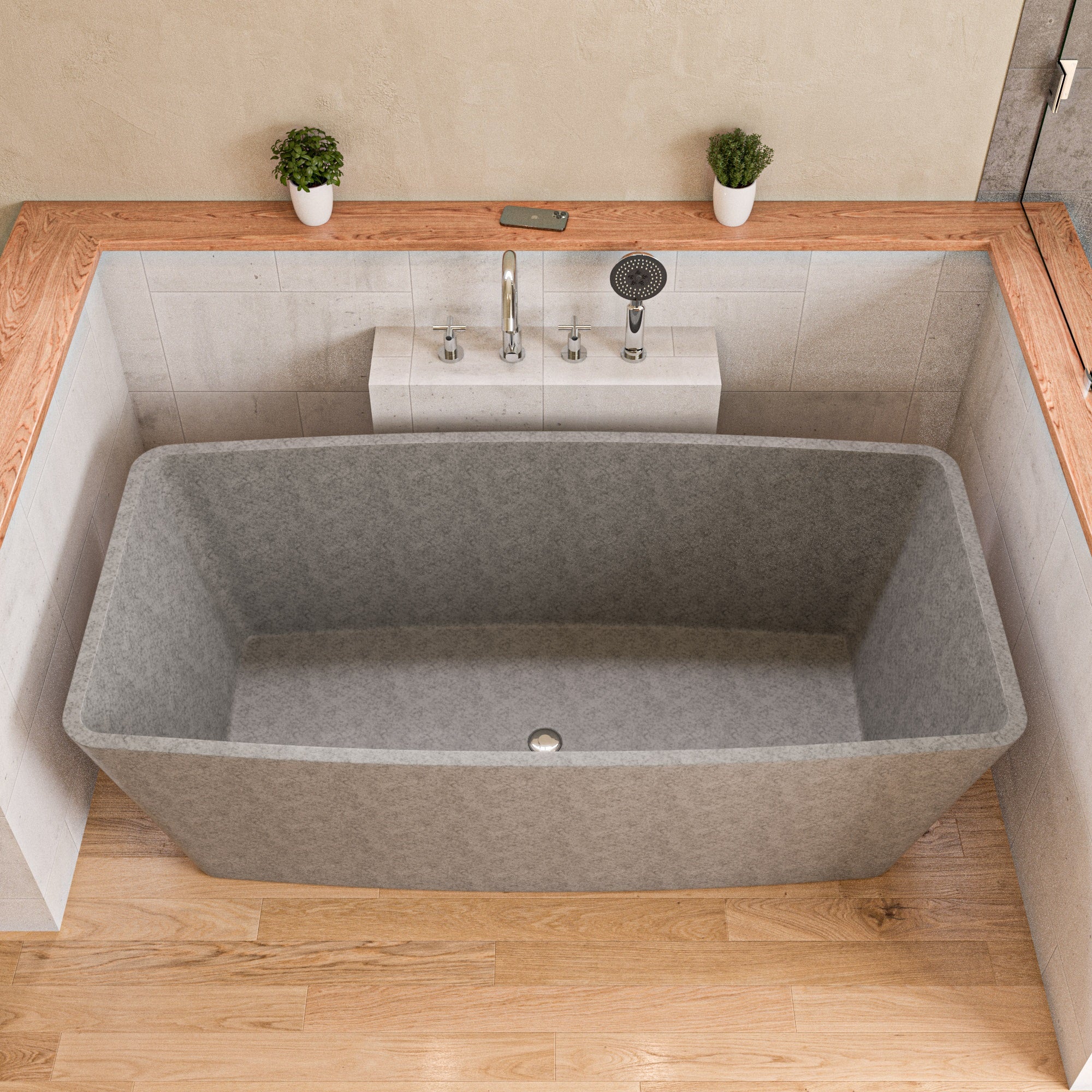 ALFI ABCO71TUB 71" Solid Concrete Rectangular Freestanding Bathtub