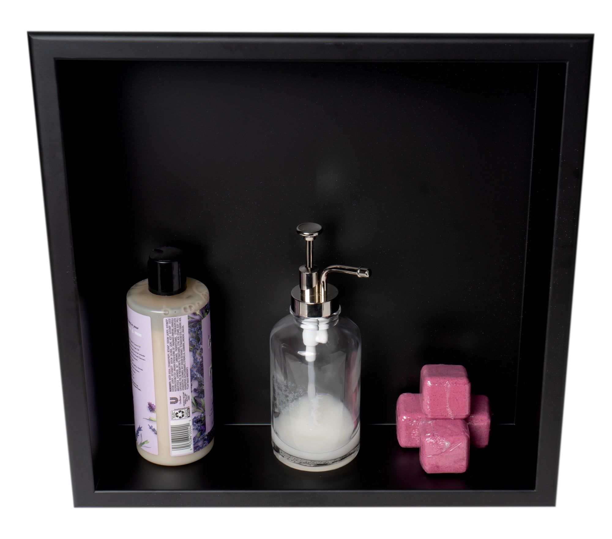 ALFI ABNC1616-BLA 16" x 16" Black Matte Stainless Steel Square Single Shelf Bath Shower Niche