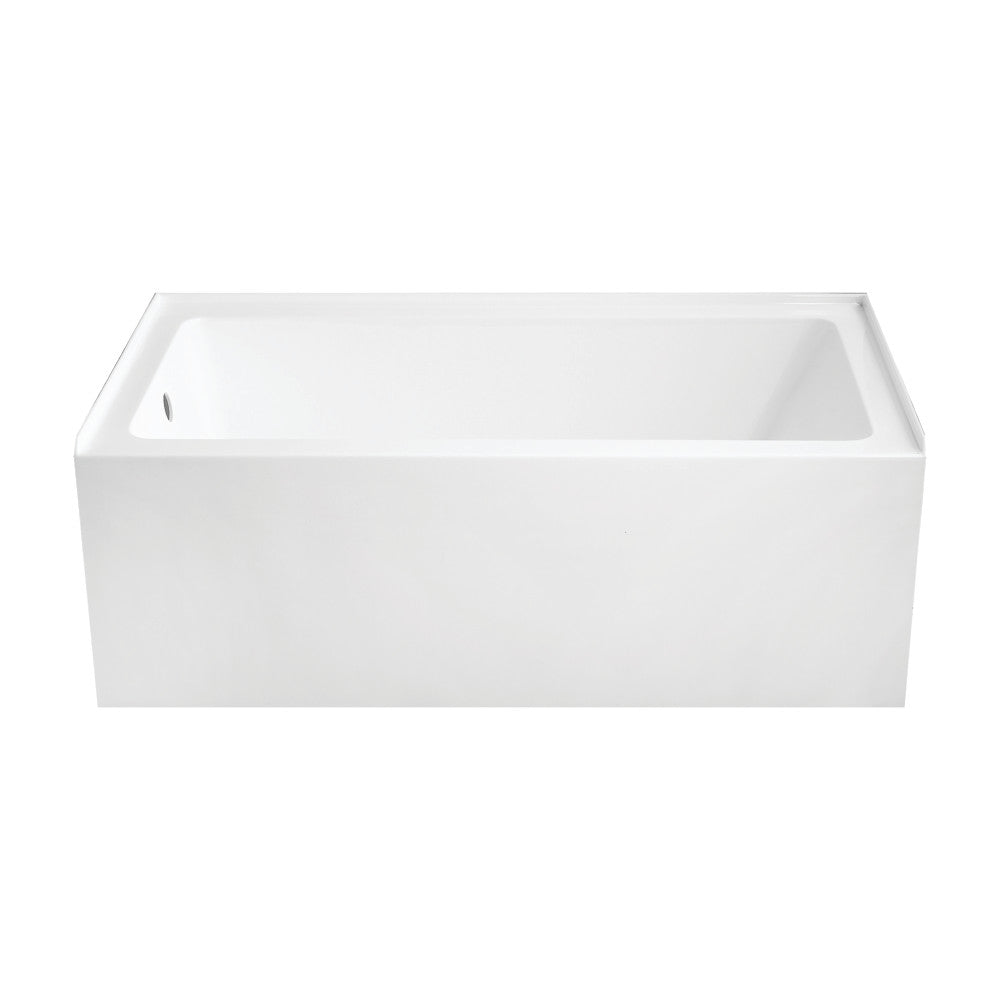 Aqua Eden VTAP6032L22 60" Acrylic Rectangular 3-Wall Alcove Tub, Left Hand Drain Hole, Glossy White