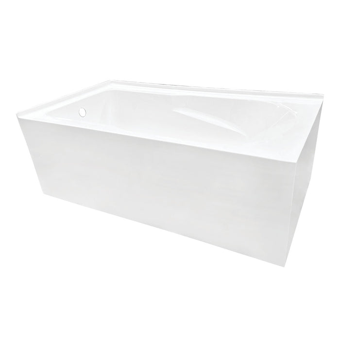 Aqua Eden VTAM6032L21TS 60" Acrylic Rectangular 2-Wall Corner Alcove Tub, Left Hand Drain, Glossy White