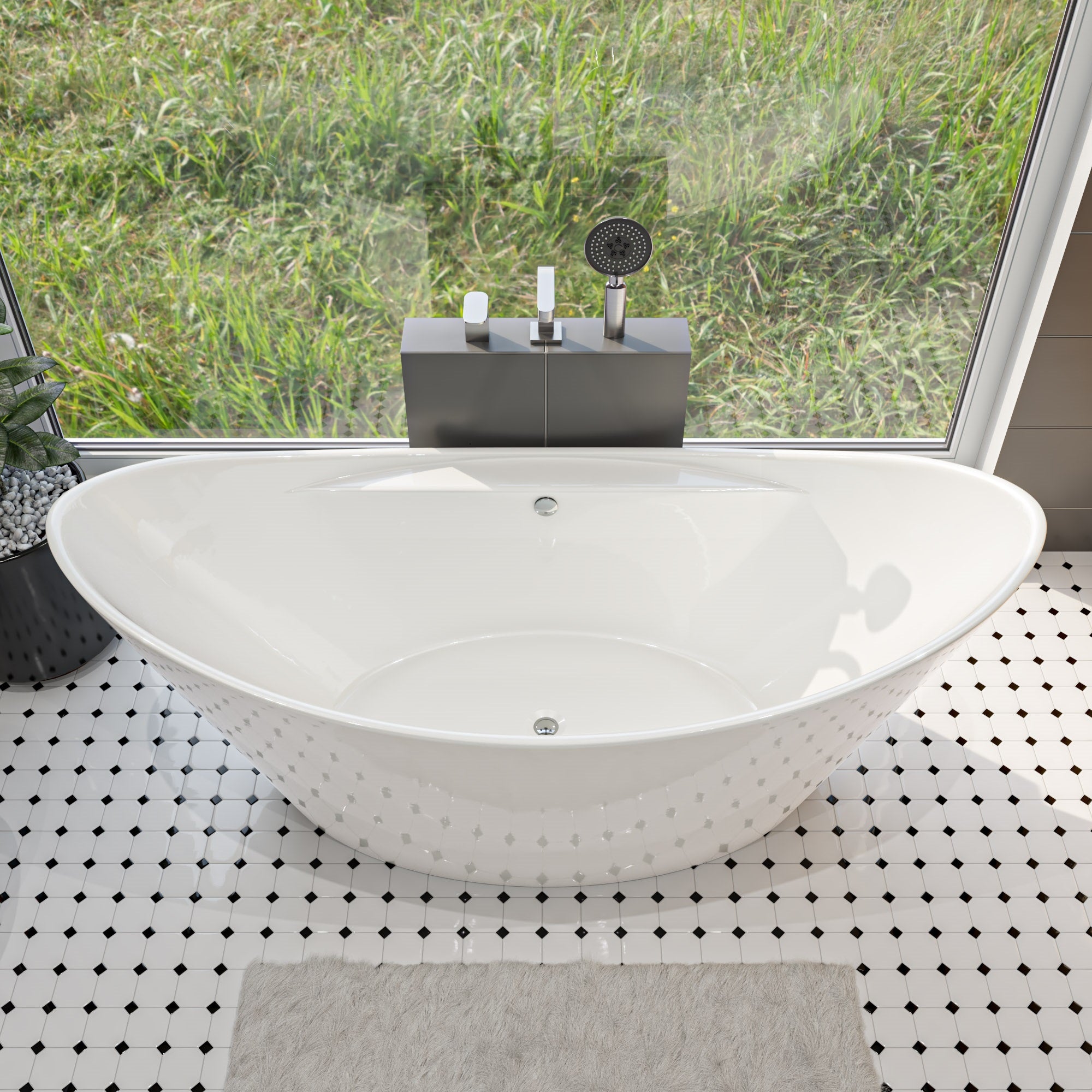 ALFI AB8803 68 inch White Oval Acrylic Free Standing Soaking Bathtub