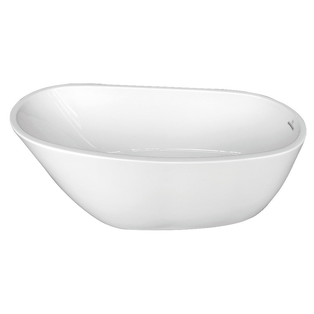 Kingston Brass VTRS683128 68" Acrylic Oval Single Slipper Freestanding Tub with Drain, Glossy White