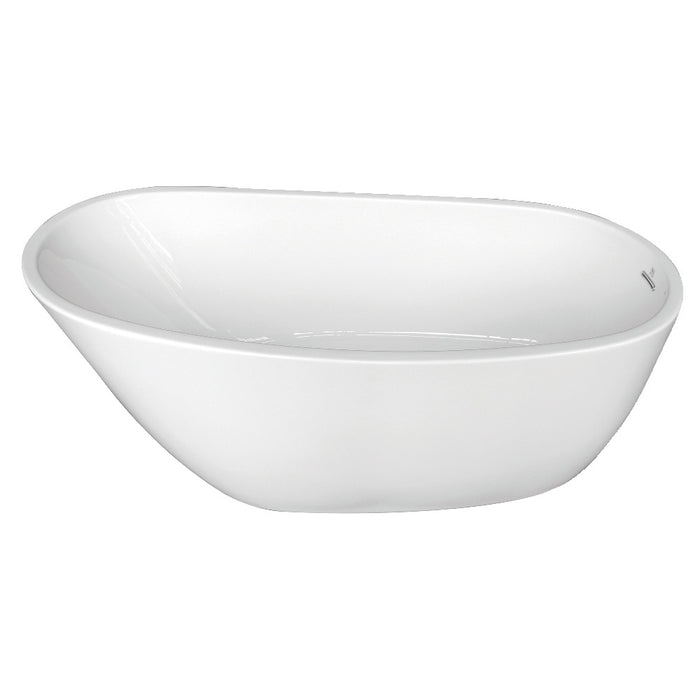 Kingston Brass VTRS683128 68" Acrylic Oval Single Slipper Freestanding Tub with Drain, Glossy White
