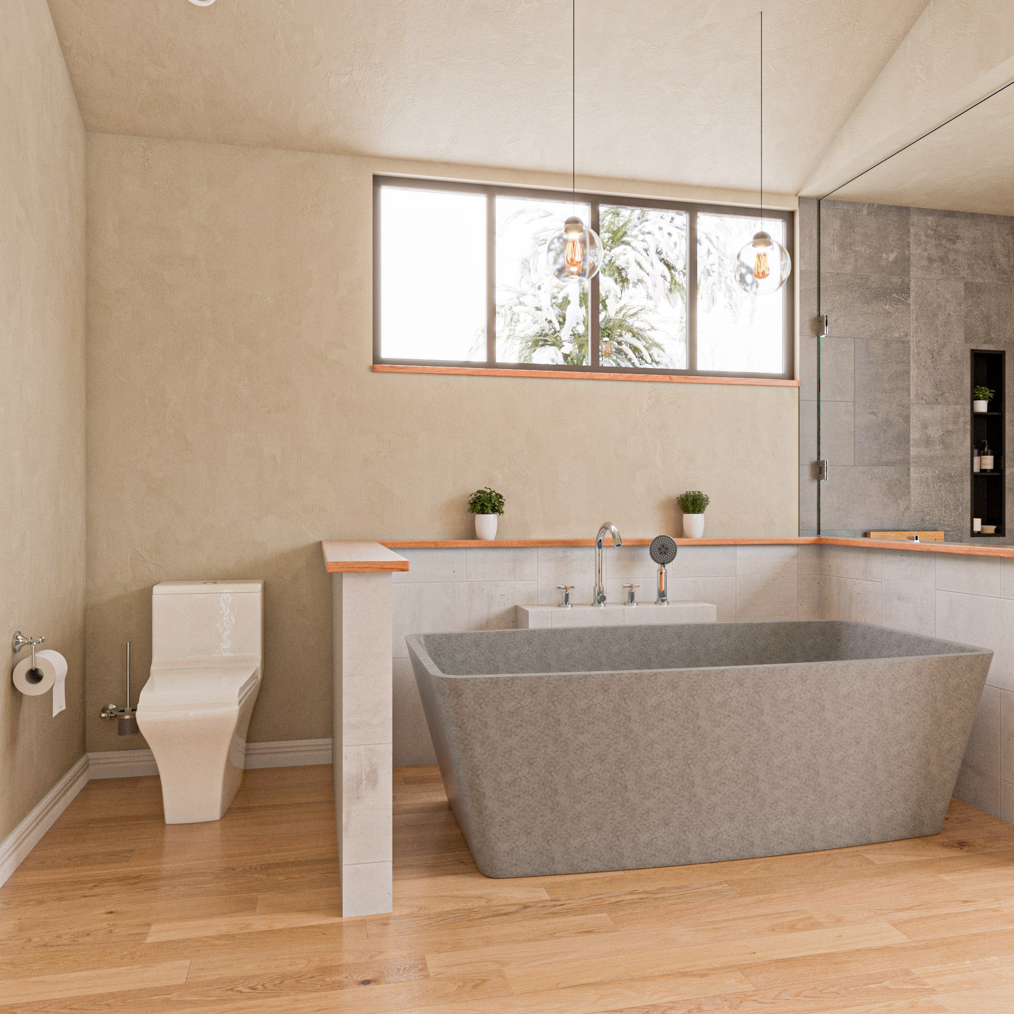 ALFI ABCO71TUB 71" Solid Concrete Rectangular Freestanding Bathtub