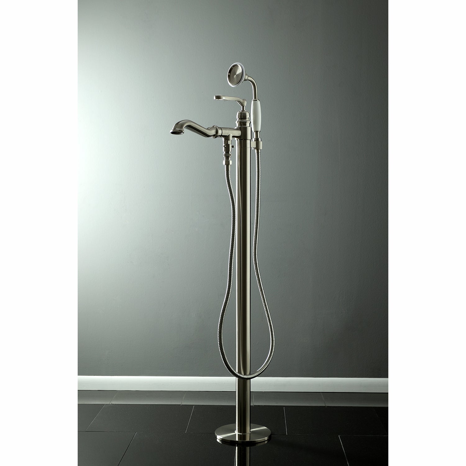 Kingston Brass KS7018RL Royale Freestanding Tub Faucet with Hand Shower, Brushed Nickel