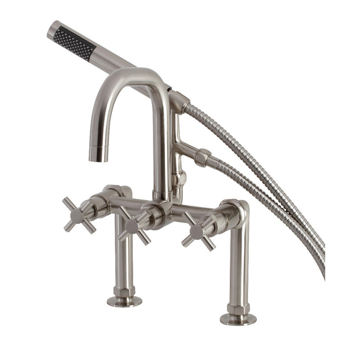 Aqua Vintage AE8408DX Concord 7" Center Deck-Mount Clawfoot Tub Faucet with Hand Shower, Brushed Nickel