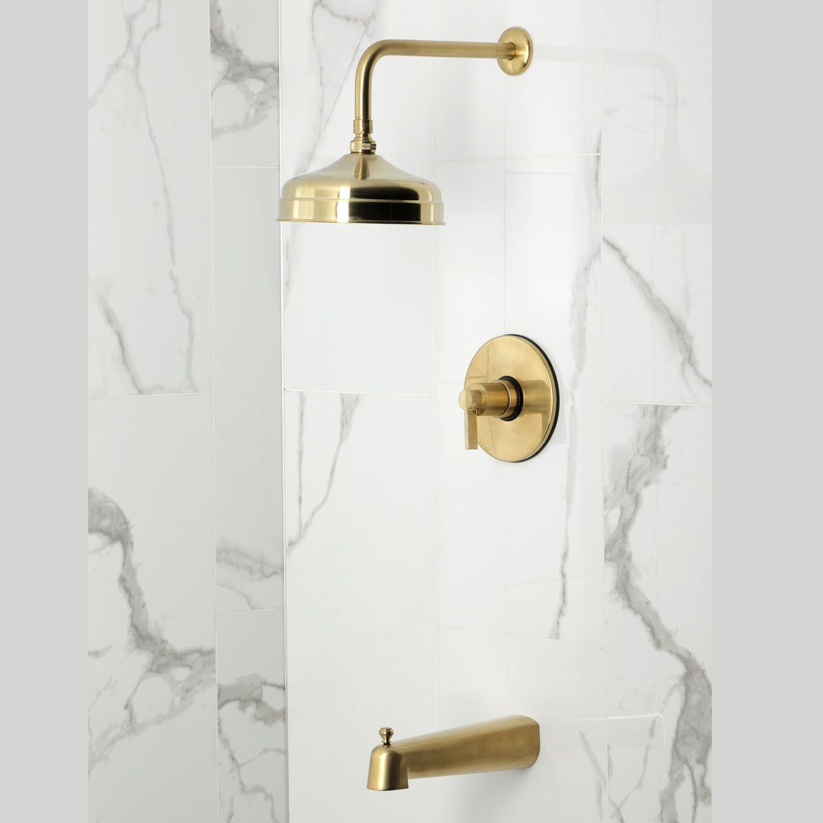 Kingston Brass KB6337NDL NuvoFusion Single-Handle Pressure Balanced Tub and Shower Faucet, Brushed Brass