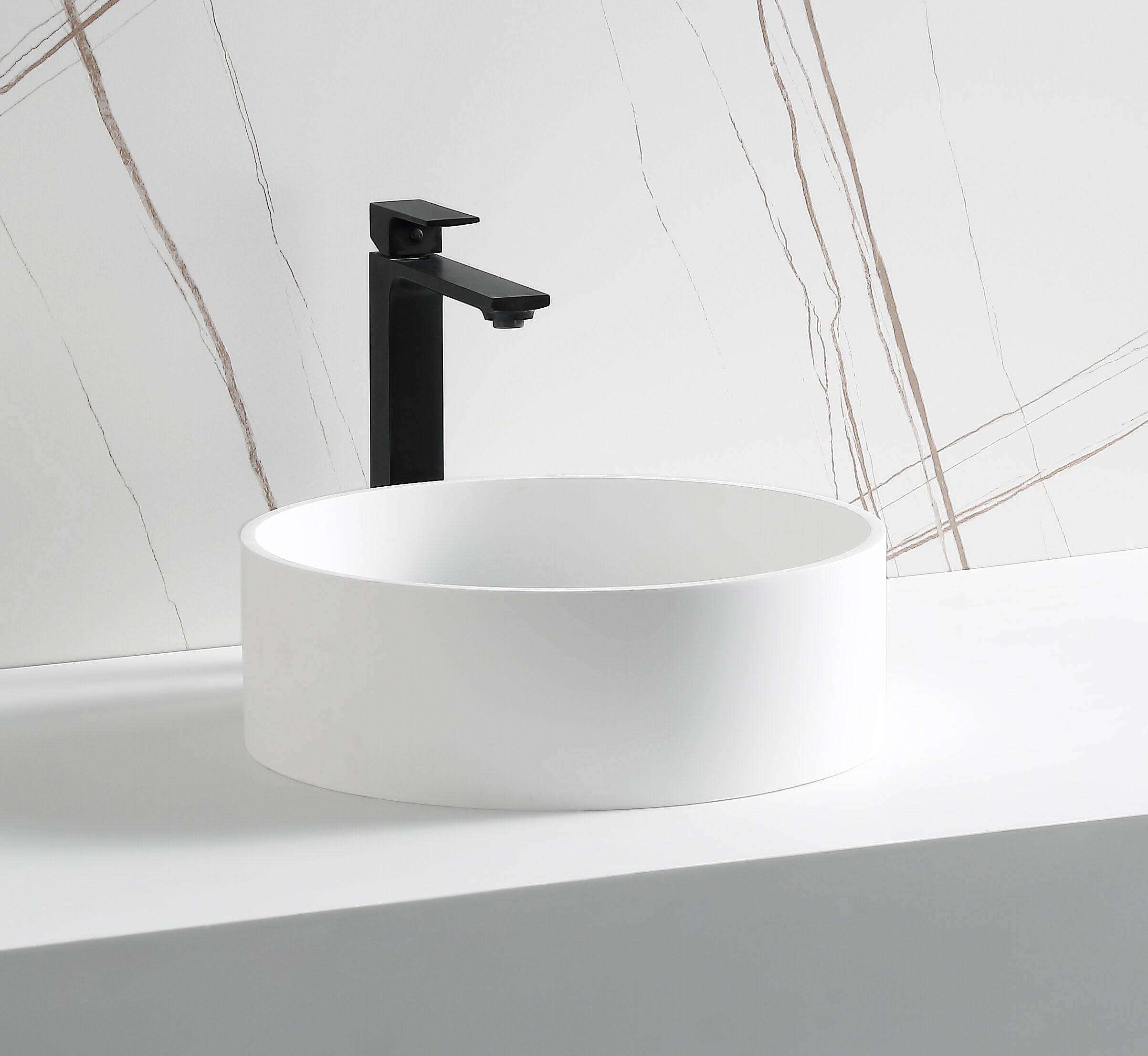 ALFI ABRS15R 15" Round White Matte Solid Surface Resin Sink