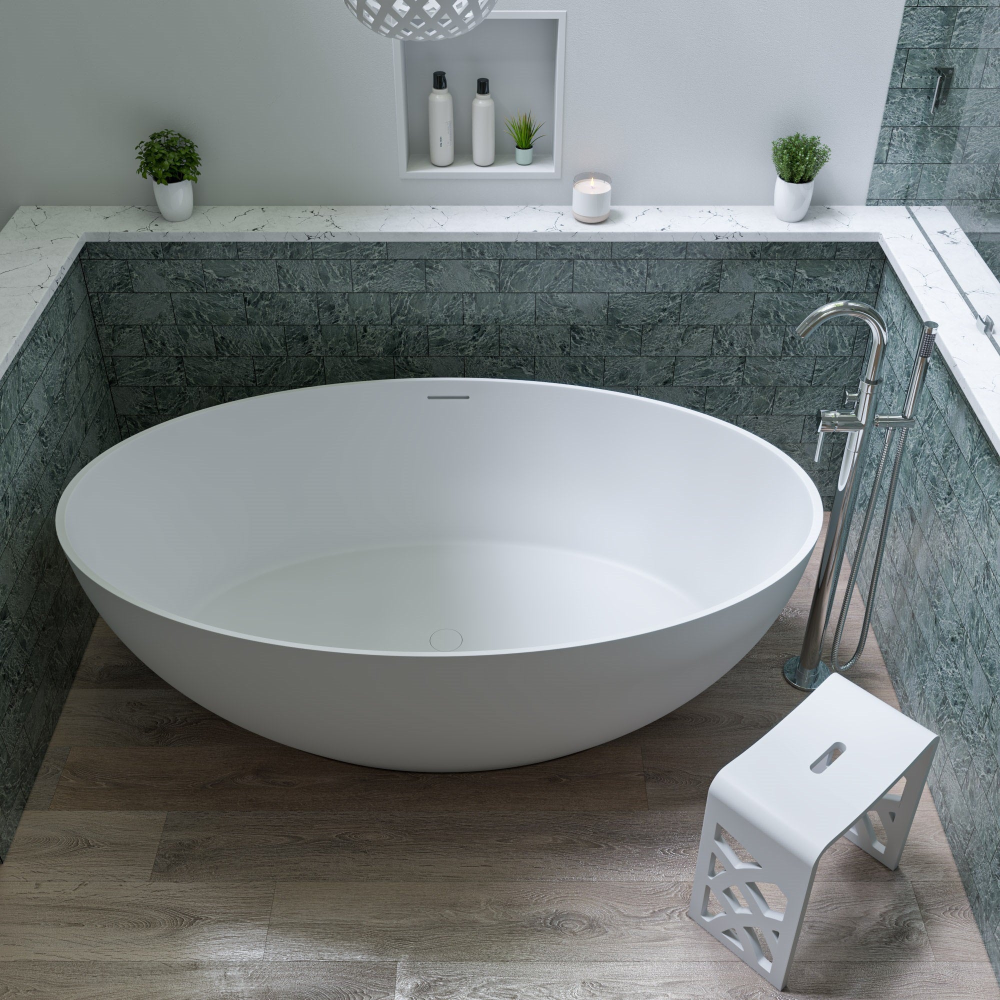 ALFI AB2534-PC Polished Chrome Single Lever Floor Mounted Tub Filler Mixer w Hand Held Shower Head