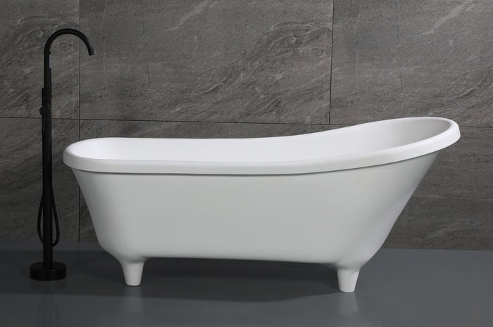 ALFI AB9960 67" White Matte Clawfoot Solid Surface Resin Bathtub