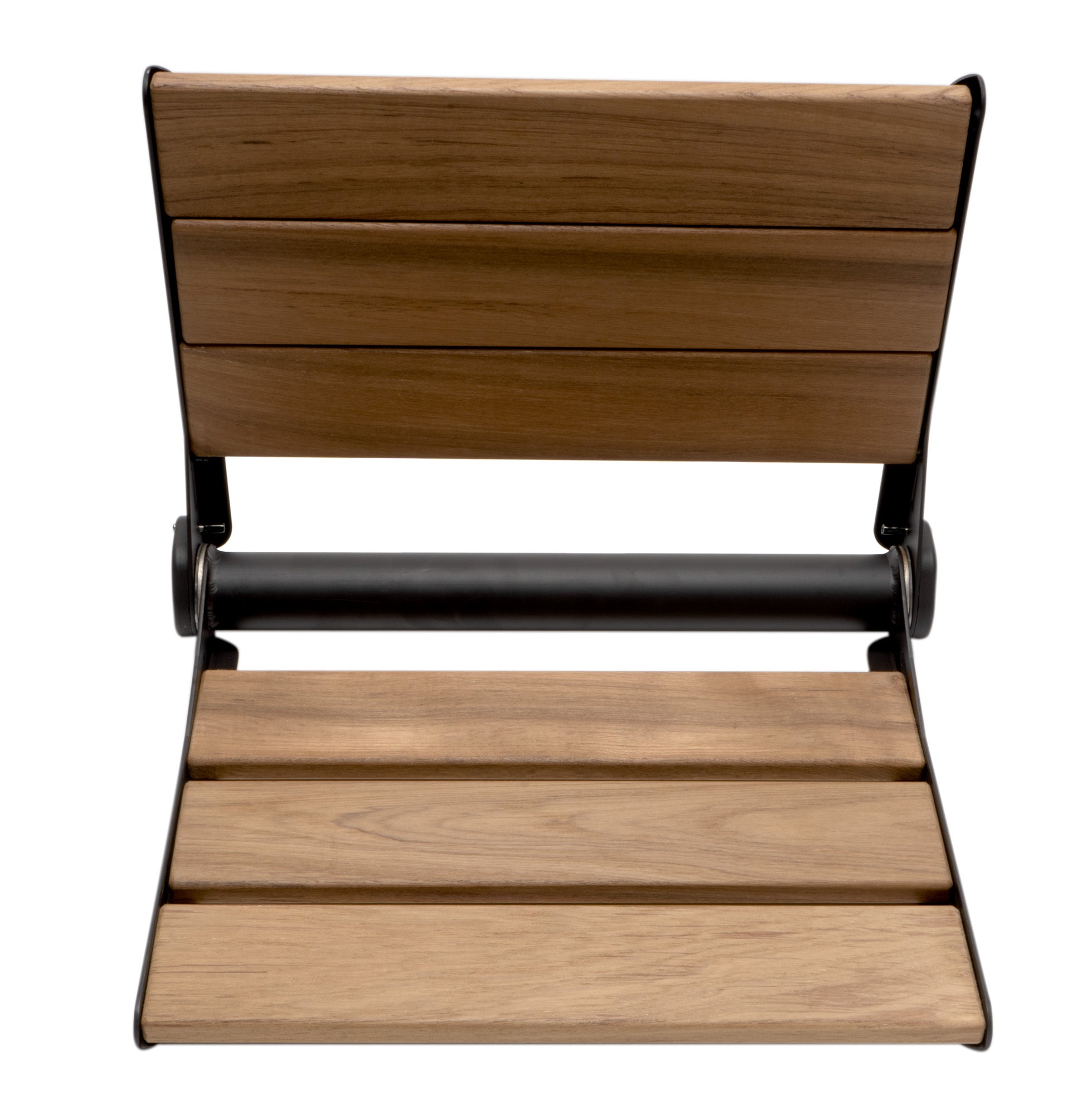 ALFI ABS17-BM Black Matte 17" Wide Foldable Teak Shower Seat with Backrest
