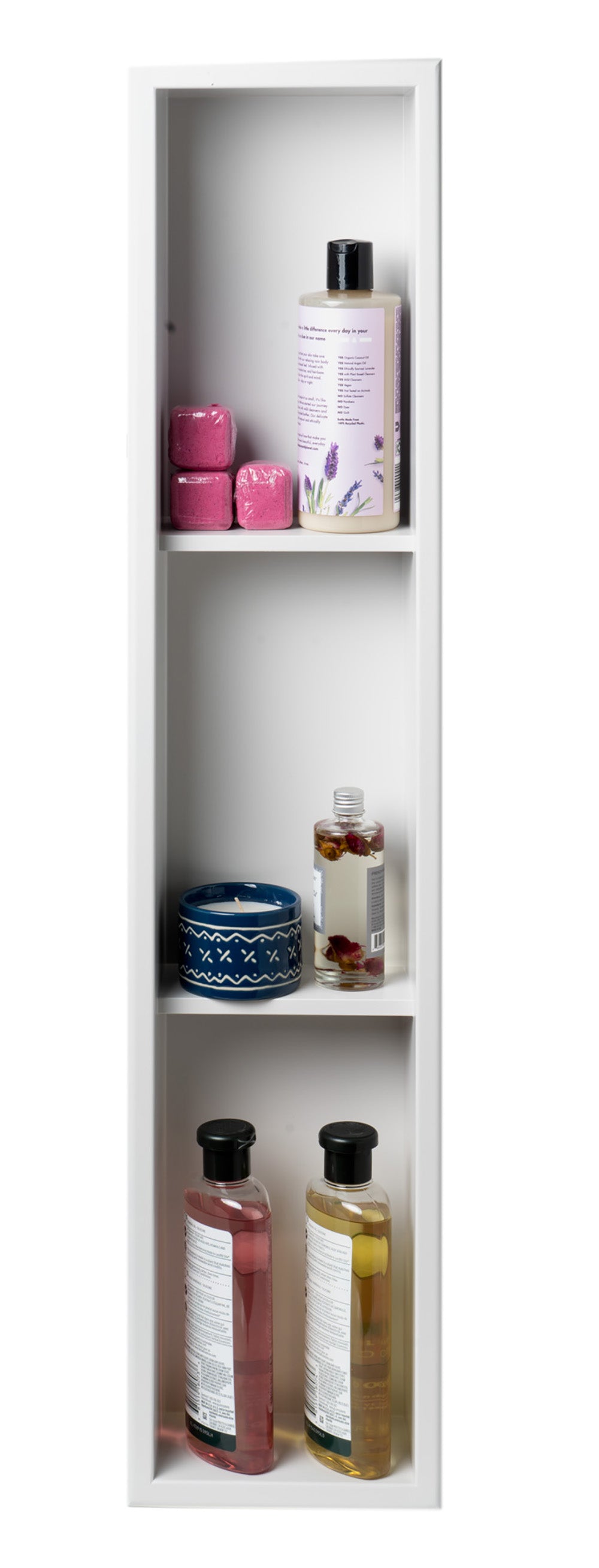 ALFI ABNC0836-W 8" x 36" White Matte Stainless Steel Vertical Triple Shelf Bath Shower Niche