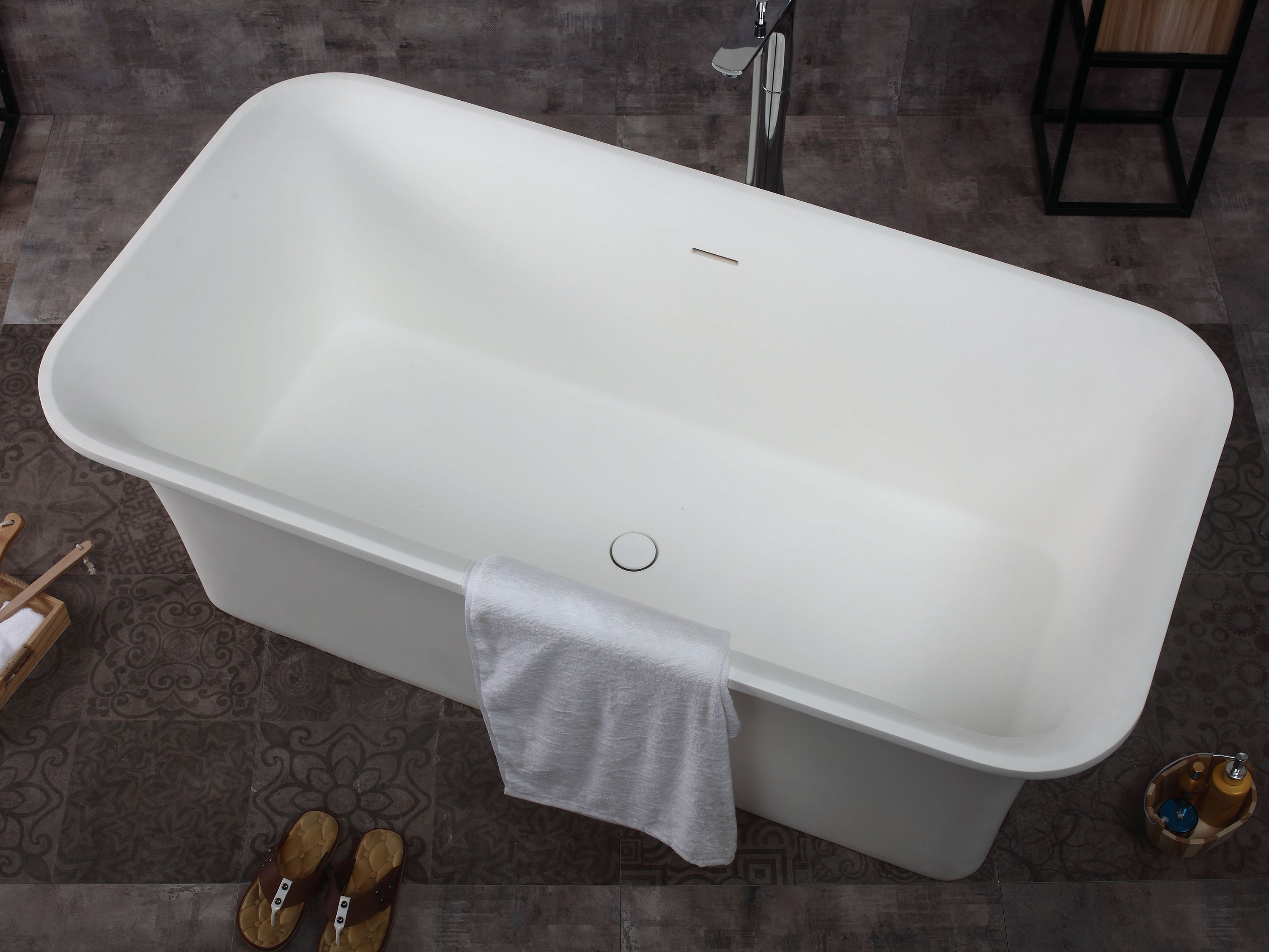 ALFI AB9942 67" White Rectangular Solid Surface Smooth Resin Soaking Bathtub