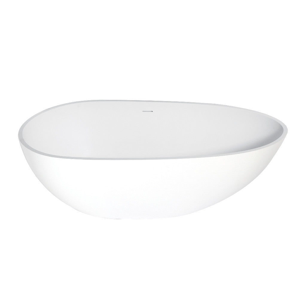 Kingston Brass VRTRS673422 67" Solid Surface Egg Shaped Double Ended Freestanding Tub with Drain, Matte White