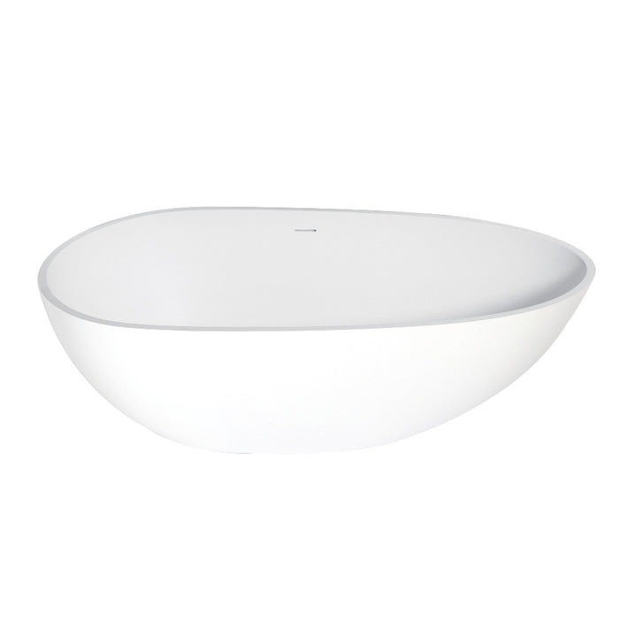Kingston Brass VRTRS673422 67" Solid Surface Egg Shaped Double Ended Freestanding Tub with Drain, Matte White