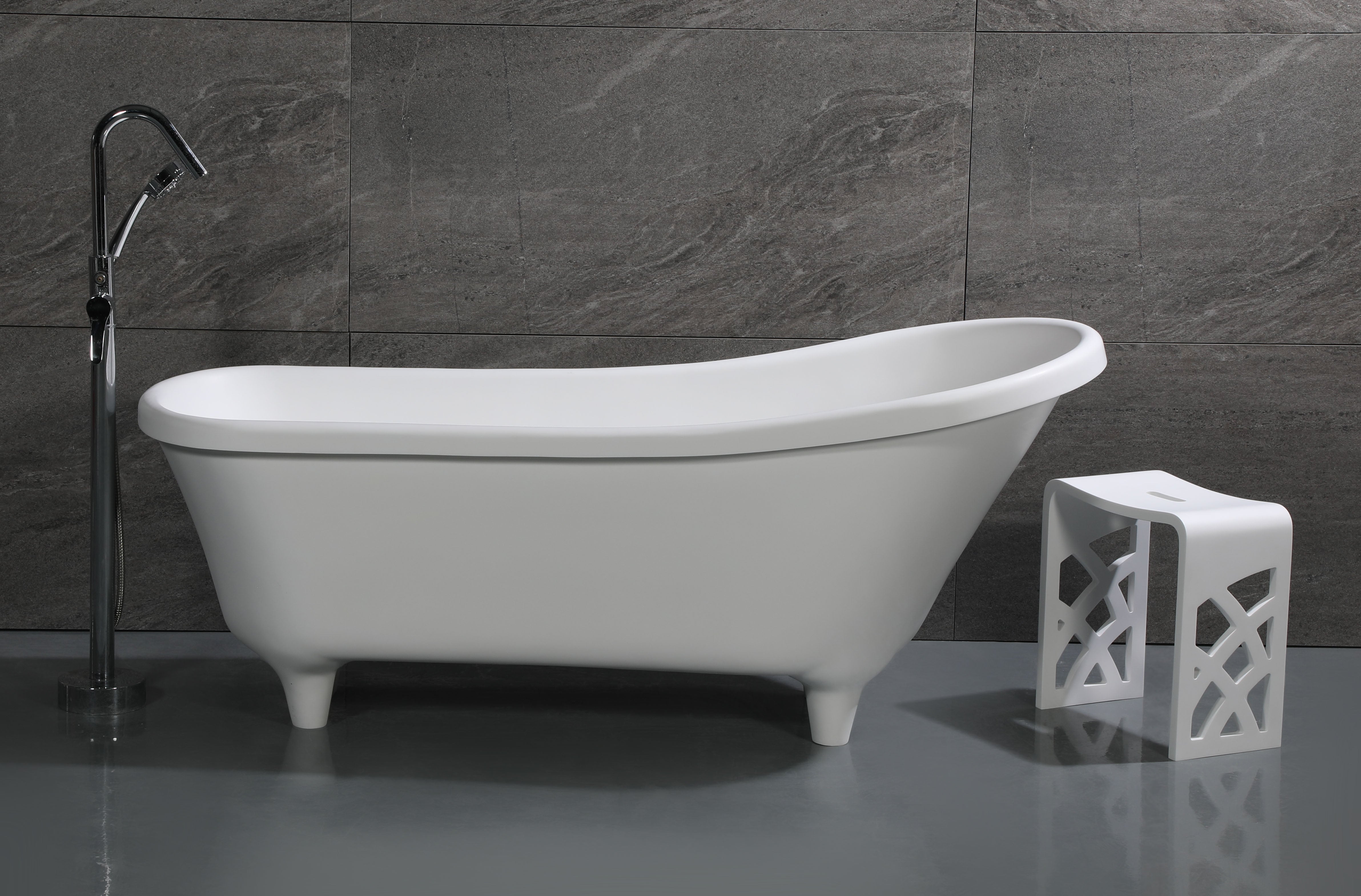 ALFI AB9960 67" White Matte Clawfoot Solid Surface Resin Bathtub