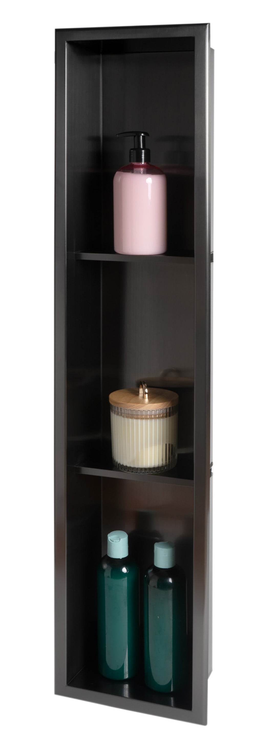 ALFI ABNP0836-BB 8" x 36" Brushed Black PVD Stainless Steel Vertical Triple Shelf Shower Niche