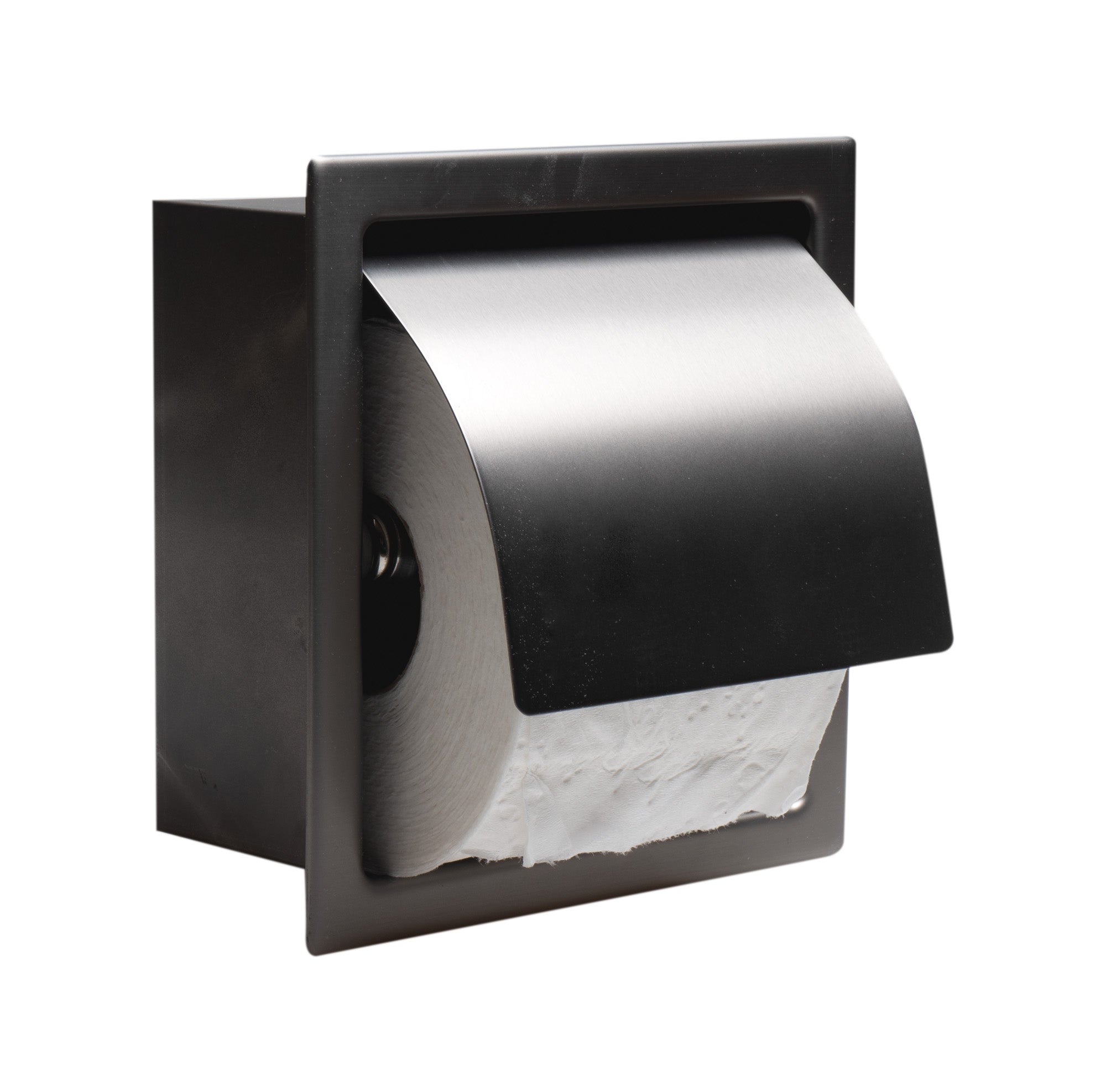 ALFI ABTPP77-BB PVD Brushed Black Stainless Steel Recessed Toilet Paper Holder with Cover