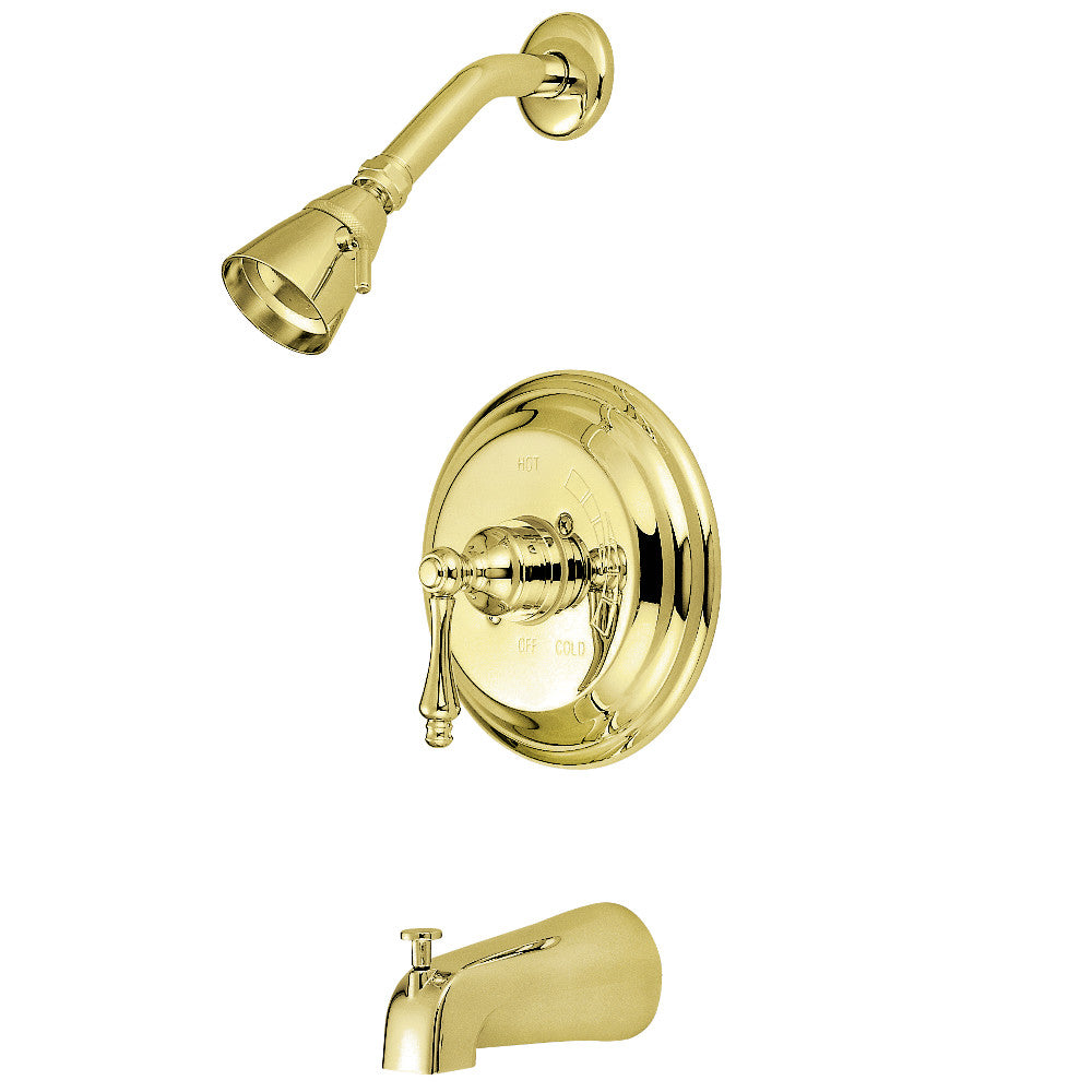 Kingston Brass KB3632AL Restoration Single-Handle Pressure Balanced Tub and Shower Faucet, Polished Brass