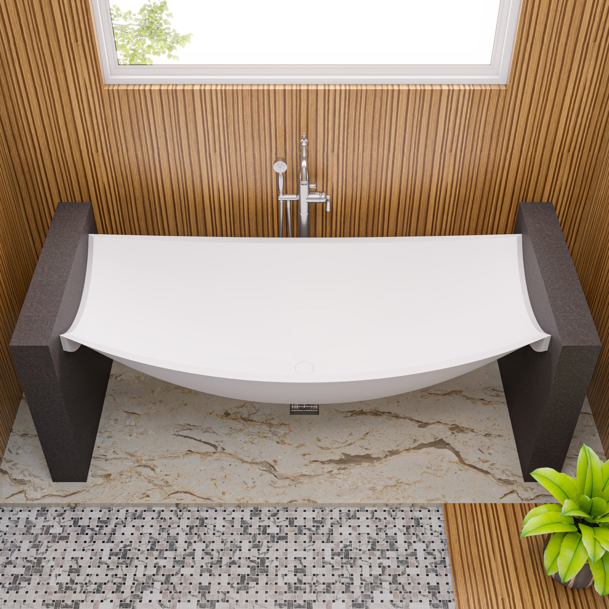 ALFI ABSD55D 5" x 5" Square Stainless Steel Shower Drain with Groove Lines