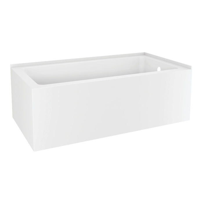 Aqua Eden VTAP6032R21TS 60" Acrylic Rectangular 2-Wall Corner Alcove Tub, Right Hand Drain, Glossy White