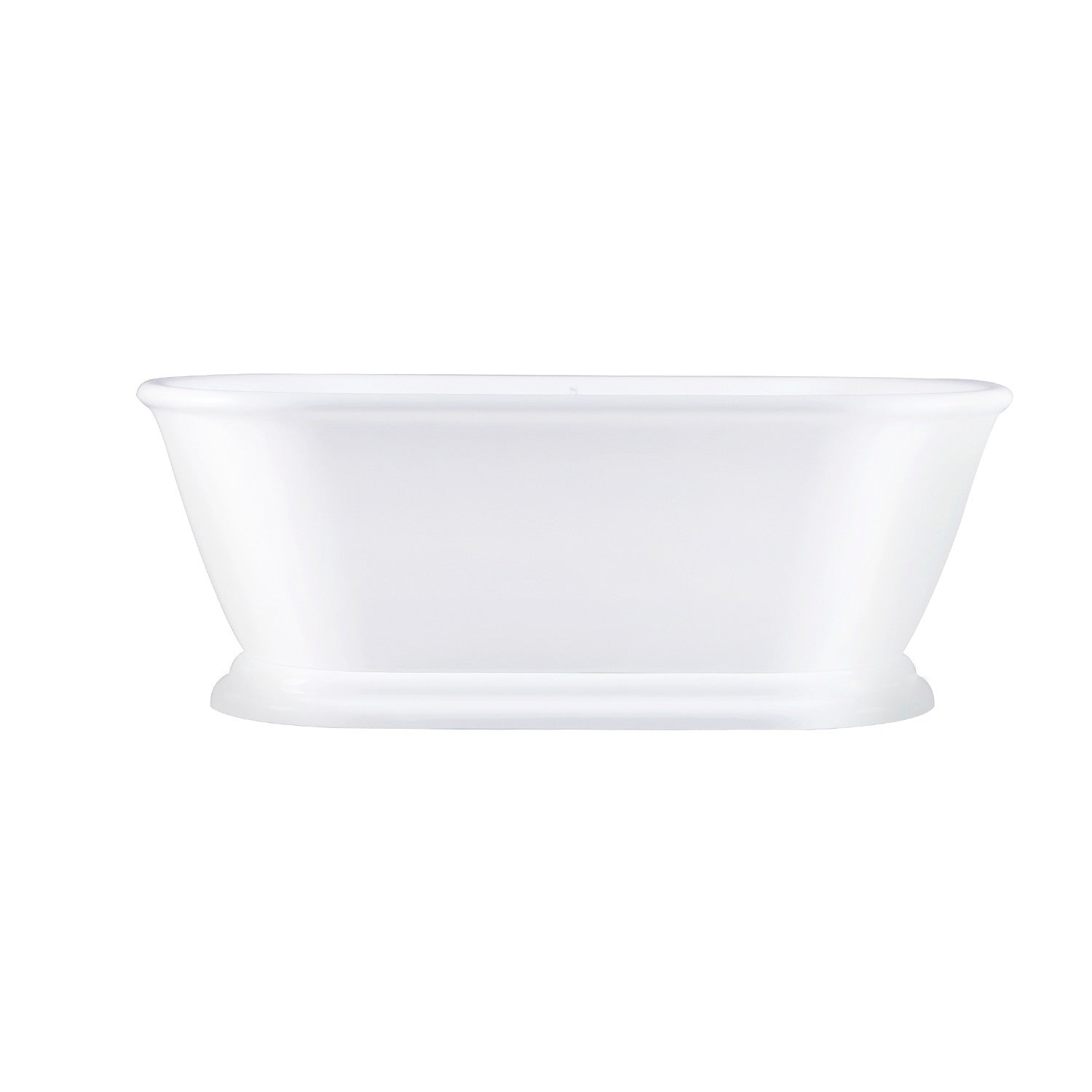 Aqua Eden VTDE602824 60" Acrylic Oval Double Ended Pedestal Tub with Drain (No Faucet Drillings), Glossy White