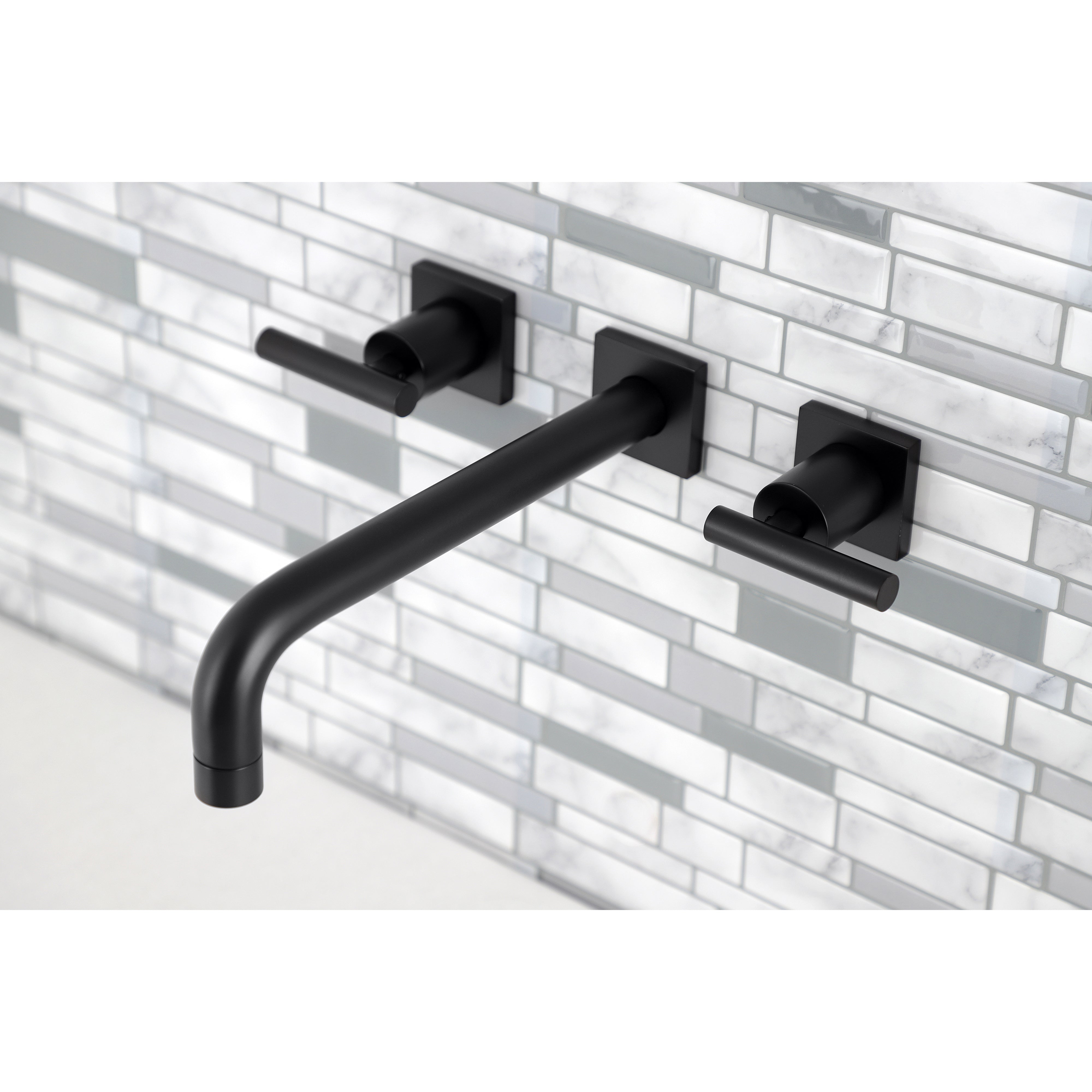 Kingston Brass KS6020CML Manhattan Two-Handle Wall Mount Roman Tub Faucet, Matte Blackz