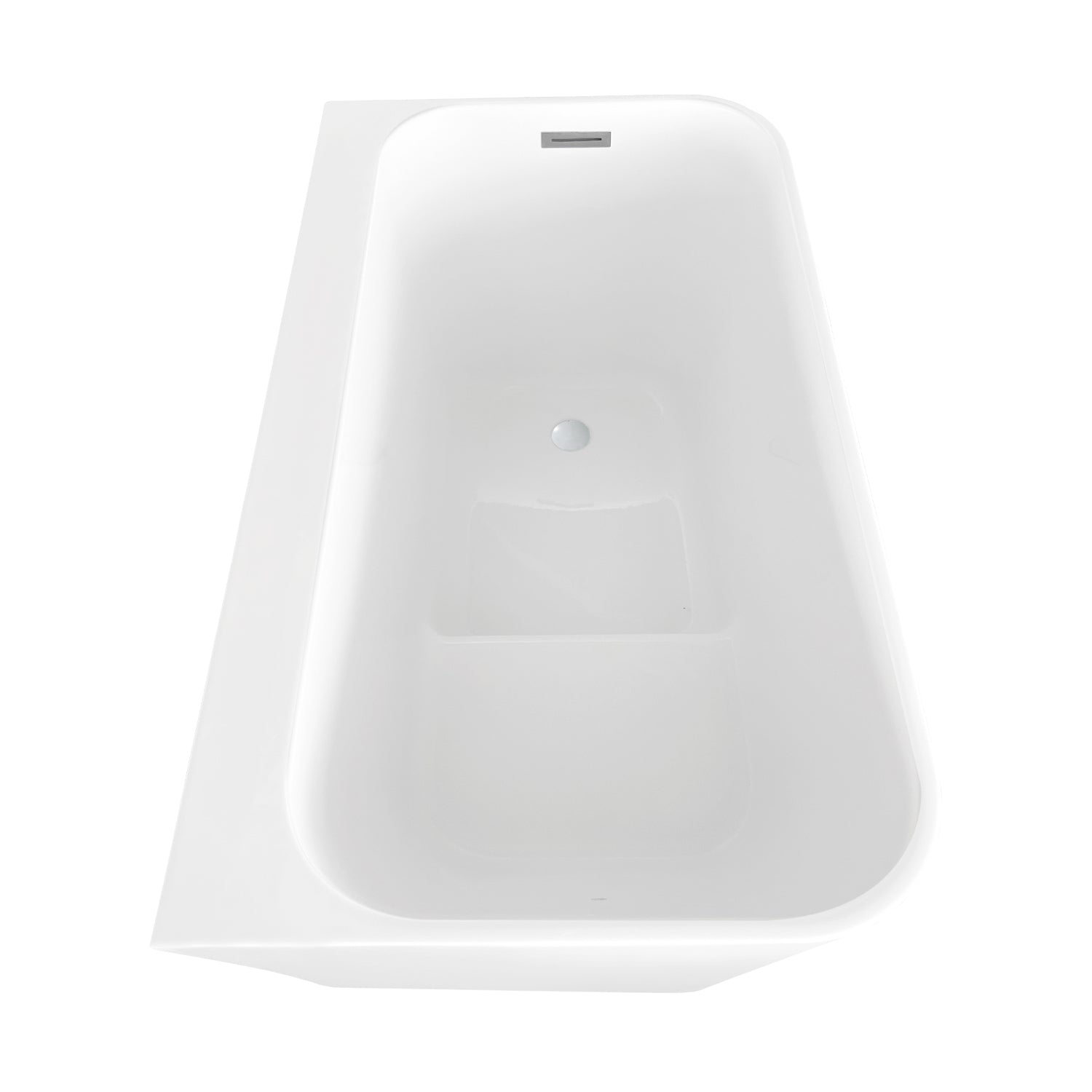 Kingston Brass VTSQ472726S 47" Acrylic Rectangular Back-to-Wall Freestanding Tub with Drain and Integrated Seat, Glossy White