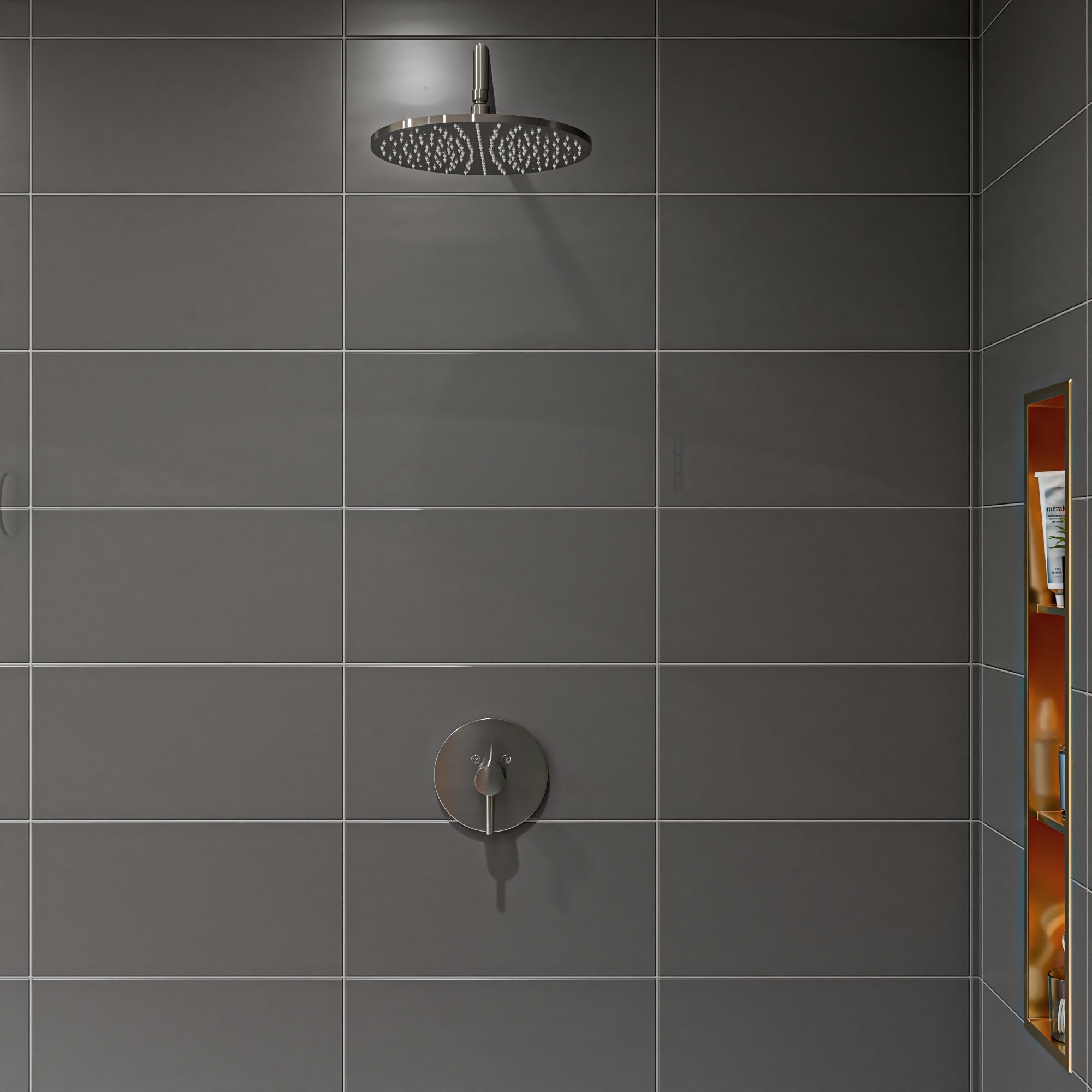 ALFI LED12R-BN Brushed Nickel 12" Round Multi Color LED Rain Shower Head