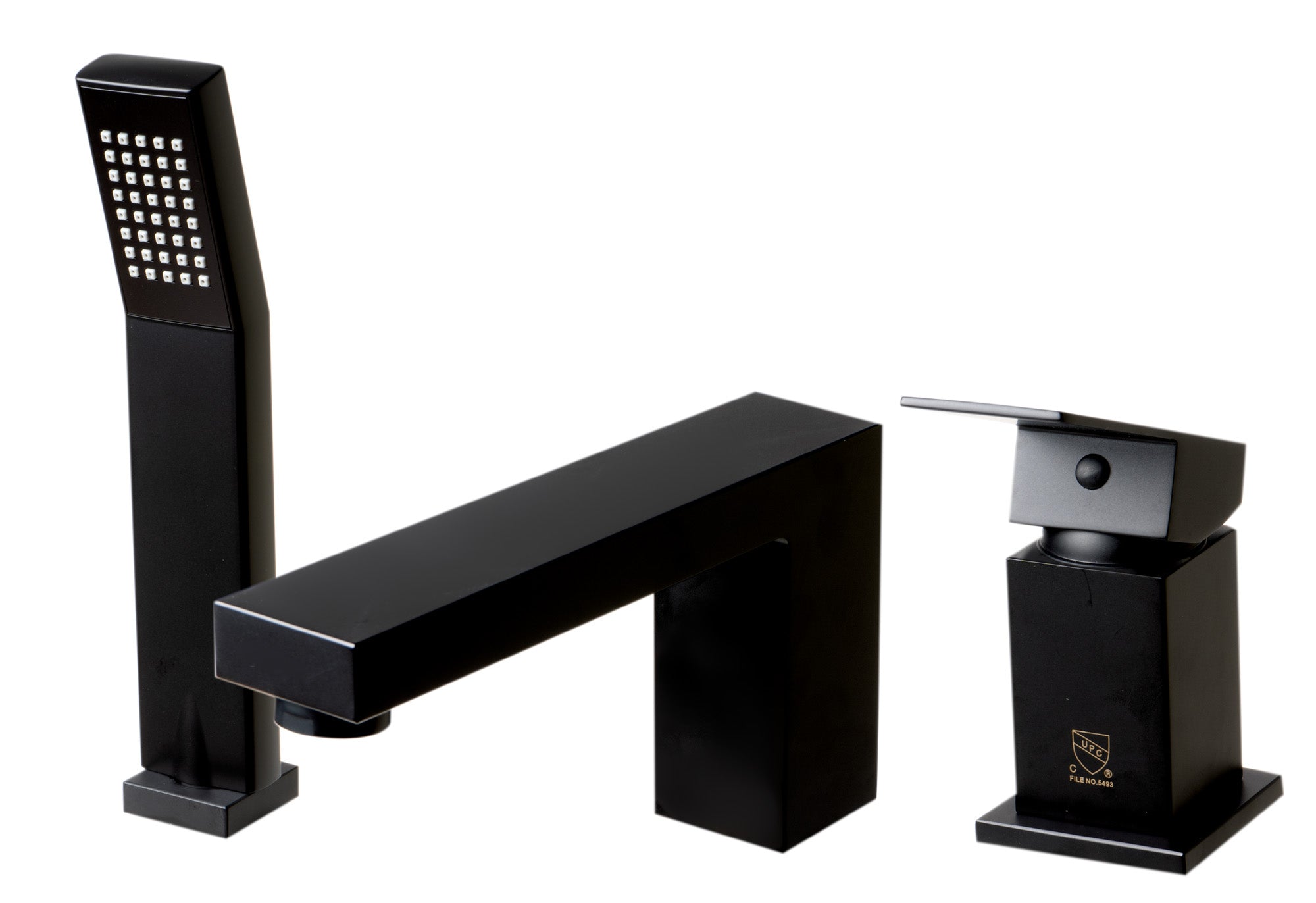 ALFI AB2322-BM Black Matte 3 Hole Deck Mounted Tub Filler with Hand Held