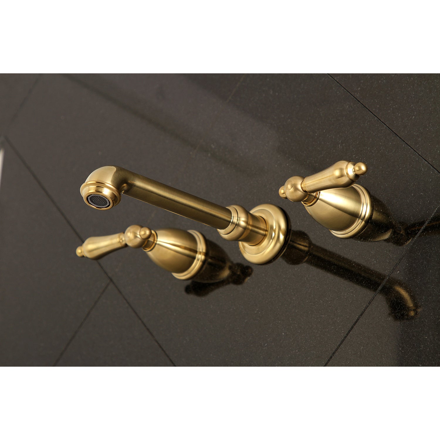 Kingston Brass KS7027AL English Country Two-Handle Wall Mount Roman Tub Faucet, Brushed Brass