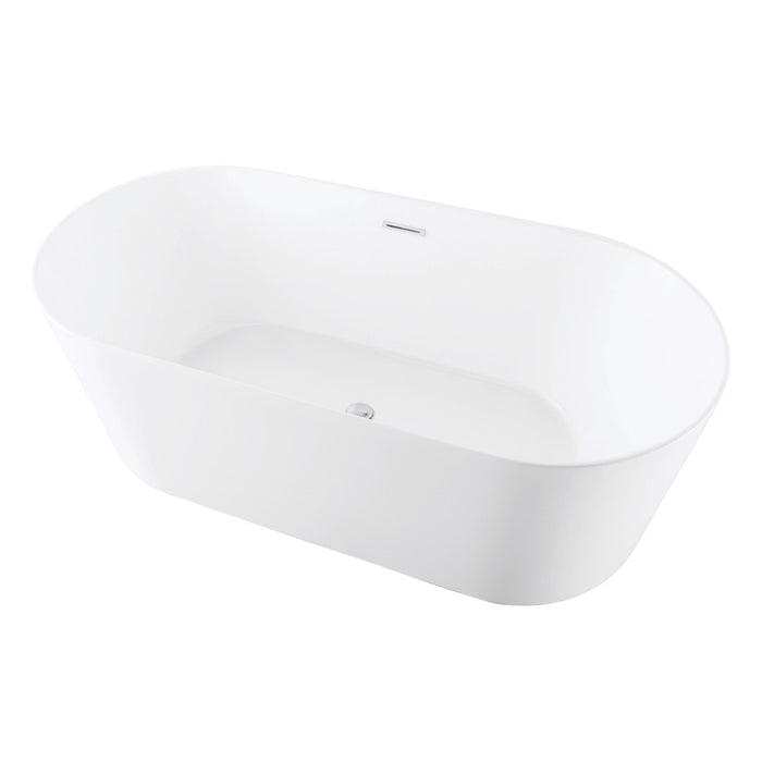 Kingston Brass VTOV593023 59" Acrylic Oval Double Ended Freestanding Tub with Drain, Glossy White