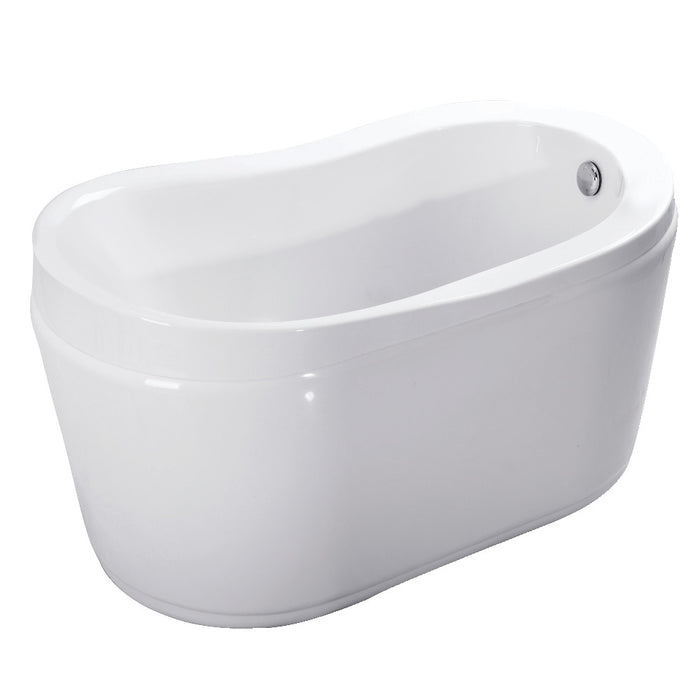 Kingston Brass VTRS523030 52" Acrylic Oval Single Slipper Freestanding Tub with Drain and Integrated Seat, Glossy White