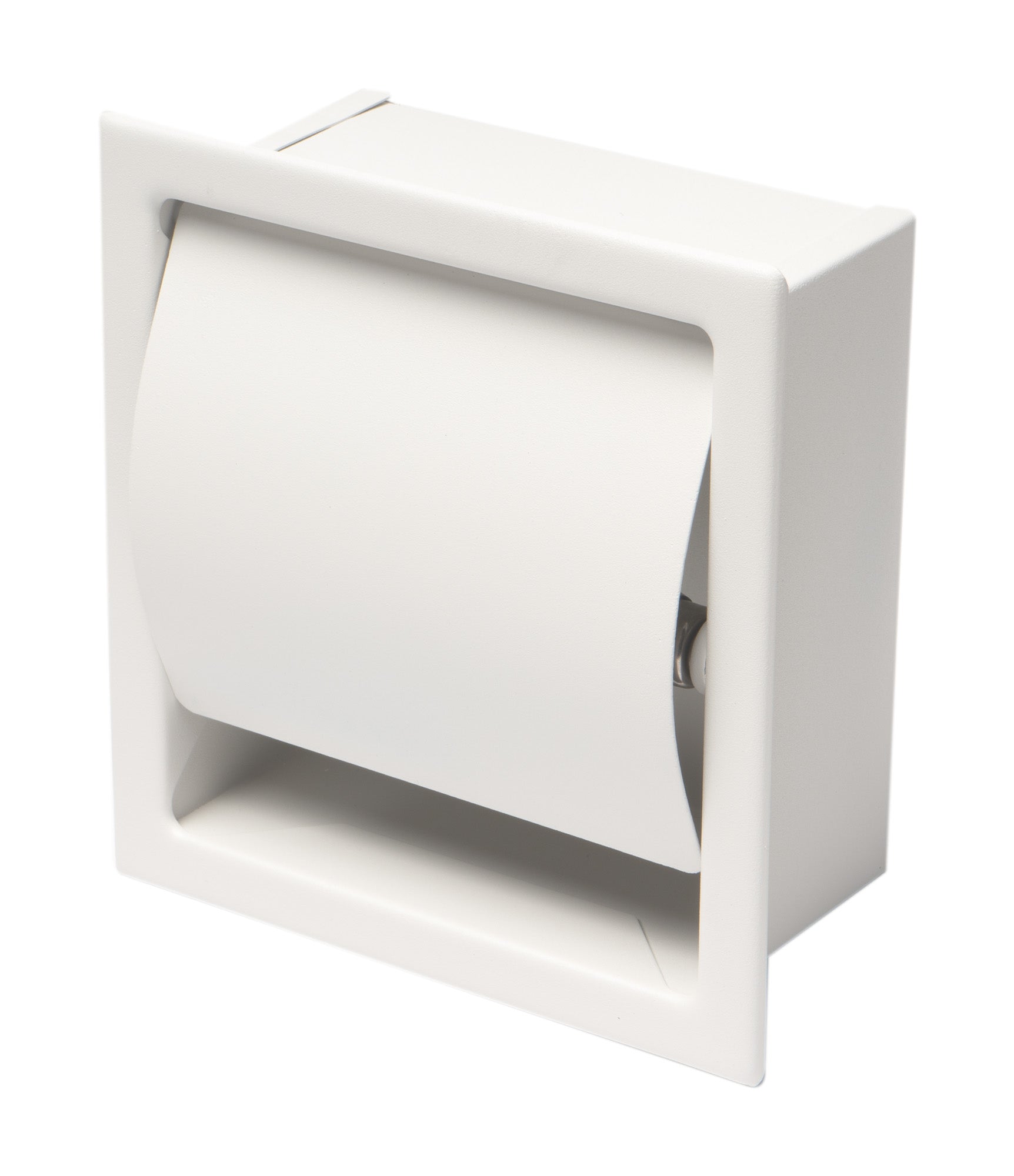 ALFI ABTPC77-W White Matte Stainless Steel Recessed Toilet Paper Holder with Cover