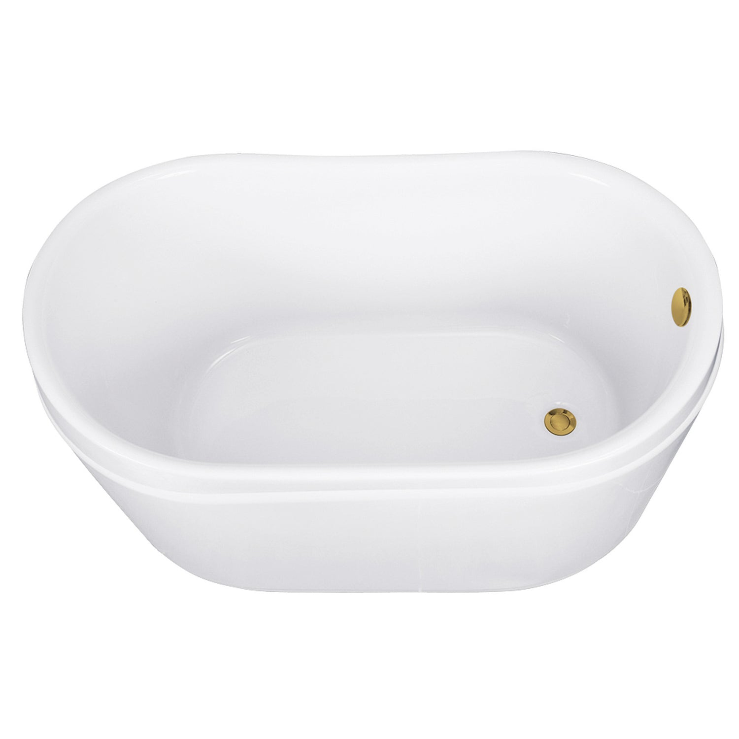 Kingston Brass VTRS522928M7 52" Acrylic Oval Double Slipper Freestanding Tub with Overflow/Drain Assembly, Glossy White/Brushed Brass
