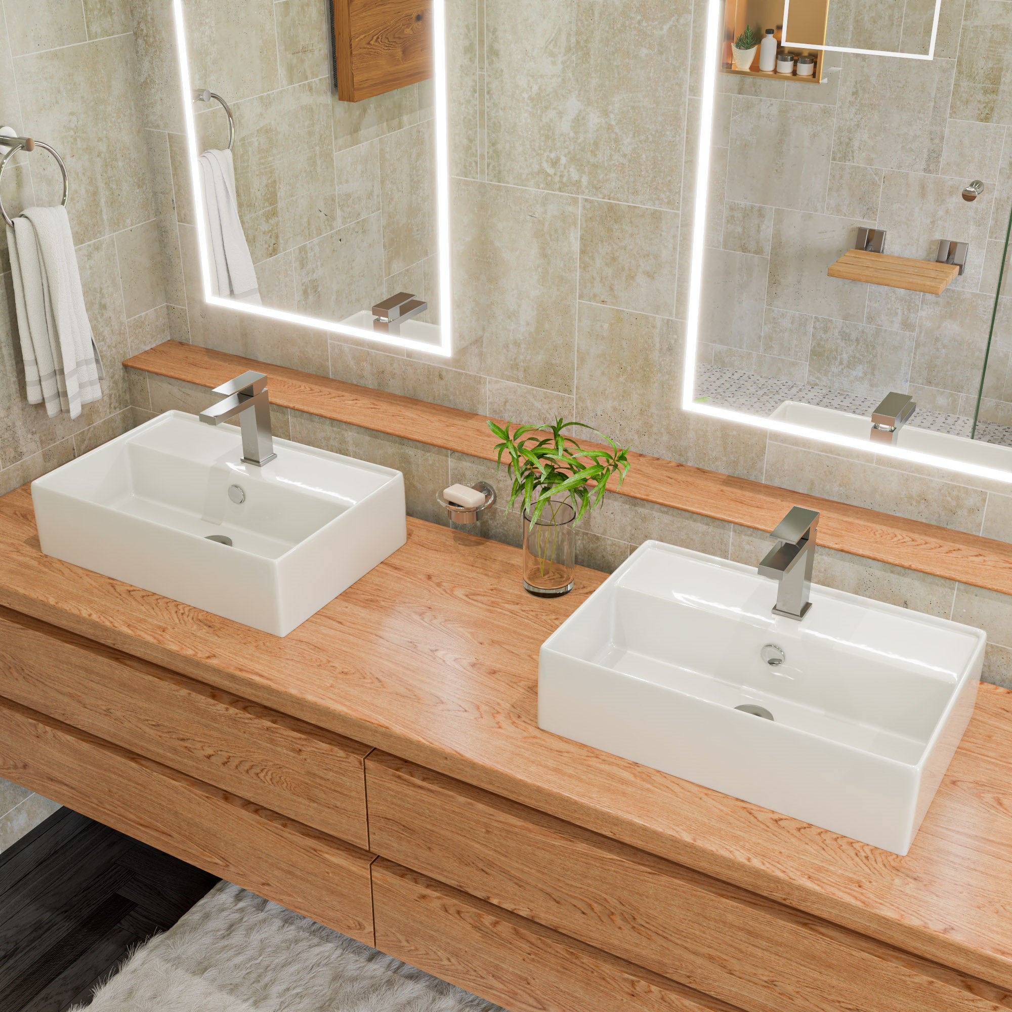 ALFI AB1229-BN Brushed Nickel Square Single Lever Bathroom Faucet