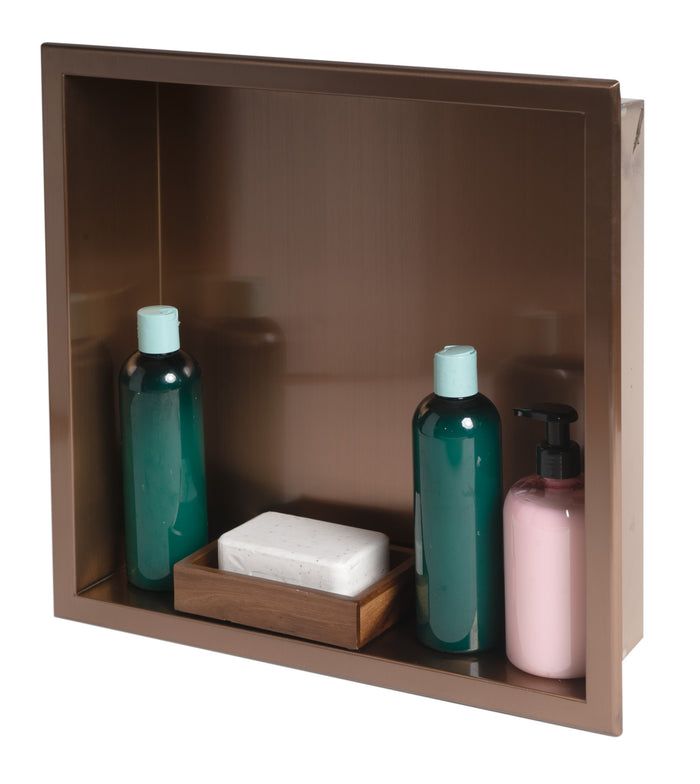 ALFI ABNP1616-BC 16" x 16" Brushed Copper PVD Steel Square Single Shelf Shower Niche