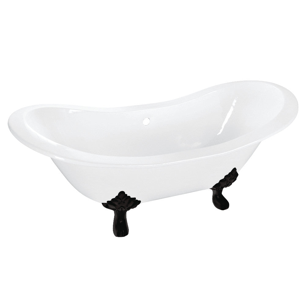 Aqua Eden VCTND7231NC0 72" Cast Iron Oval Double Slipper Clawfoot Tub (No Faucet Drillings), White/Matte Black