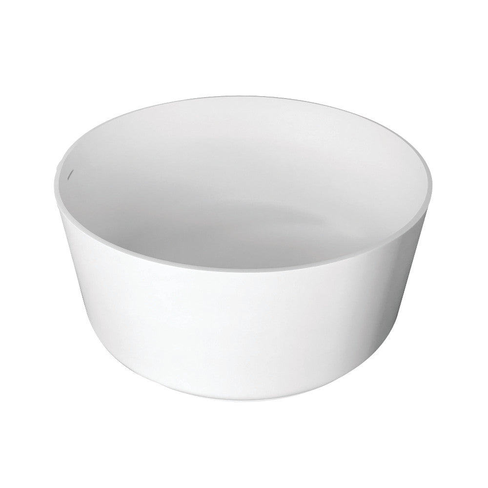 Kingston Brass VRTRO515224 51" Solid Surface Round Double Ended Freestanding Tub with Drain, Matte White