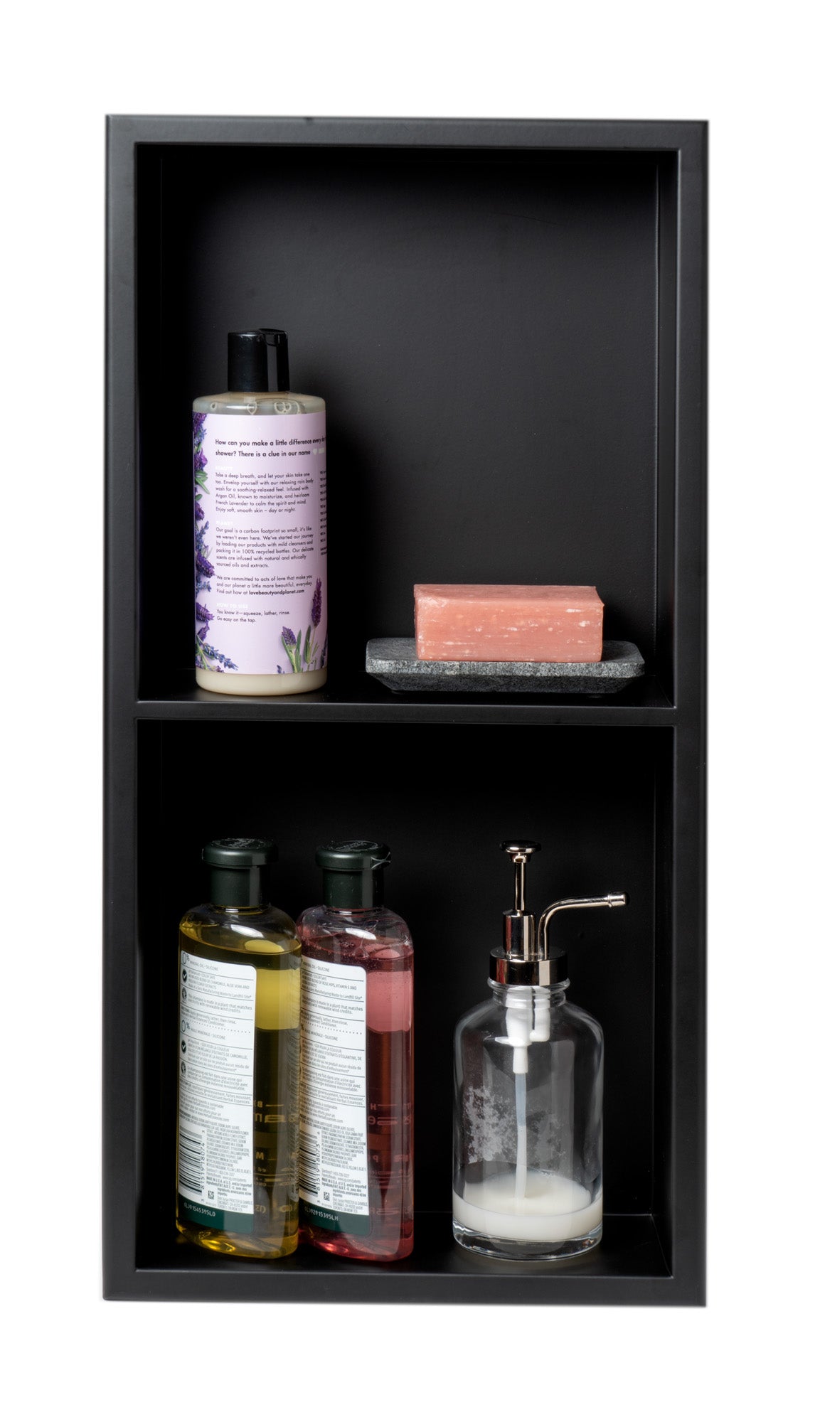 ALFI ABNC1224-BLA 12 x 24 Black Matte Stainless Steel Vertical Double Shelf Bath Shower Niche